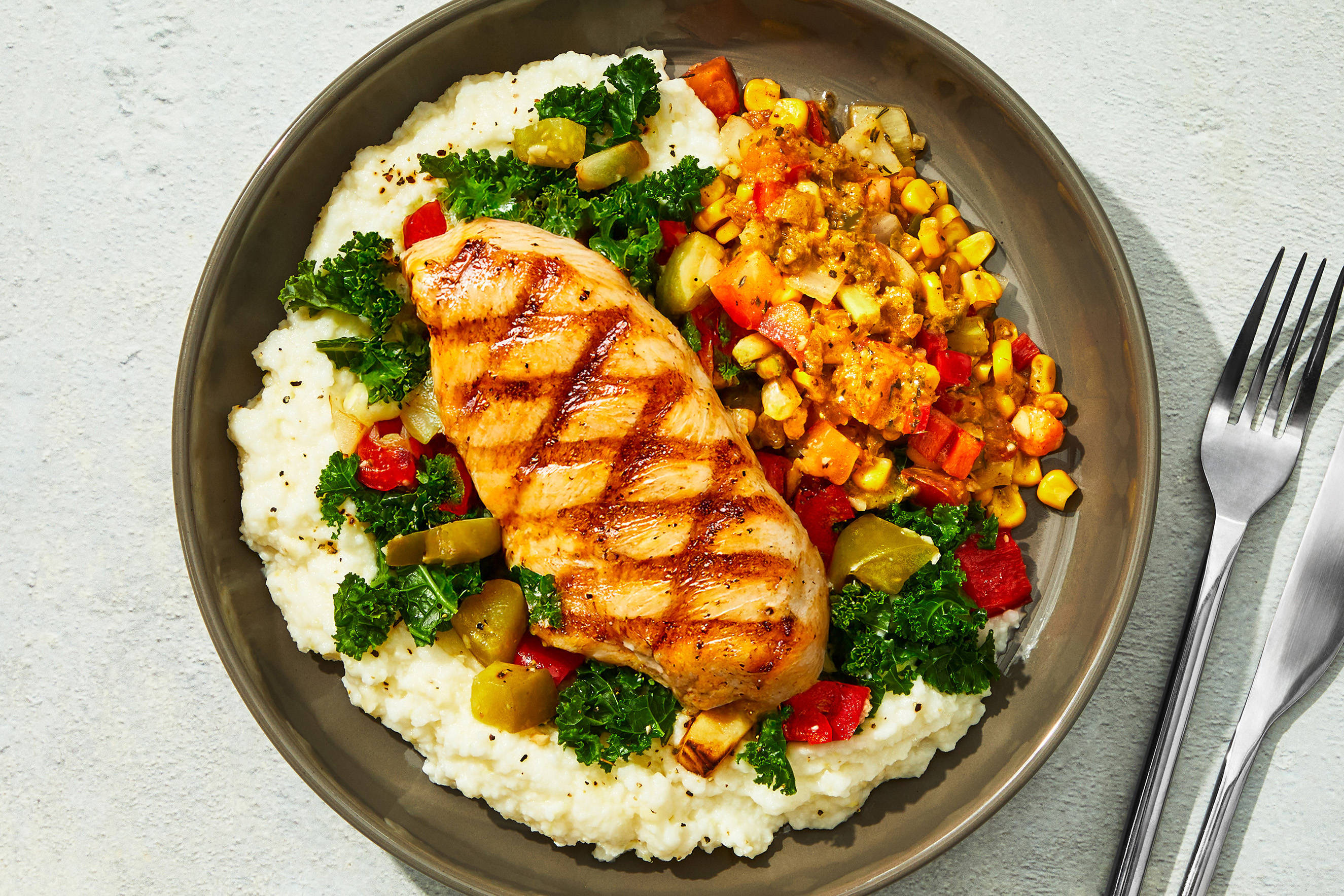 Charleston-Style Chicken Breast & Grits