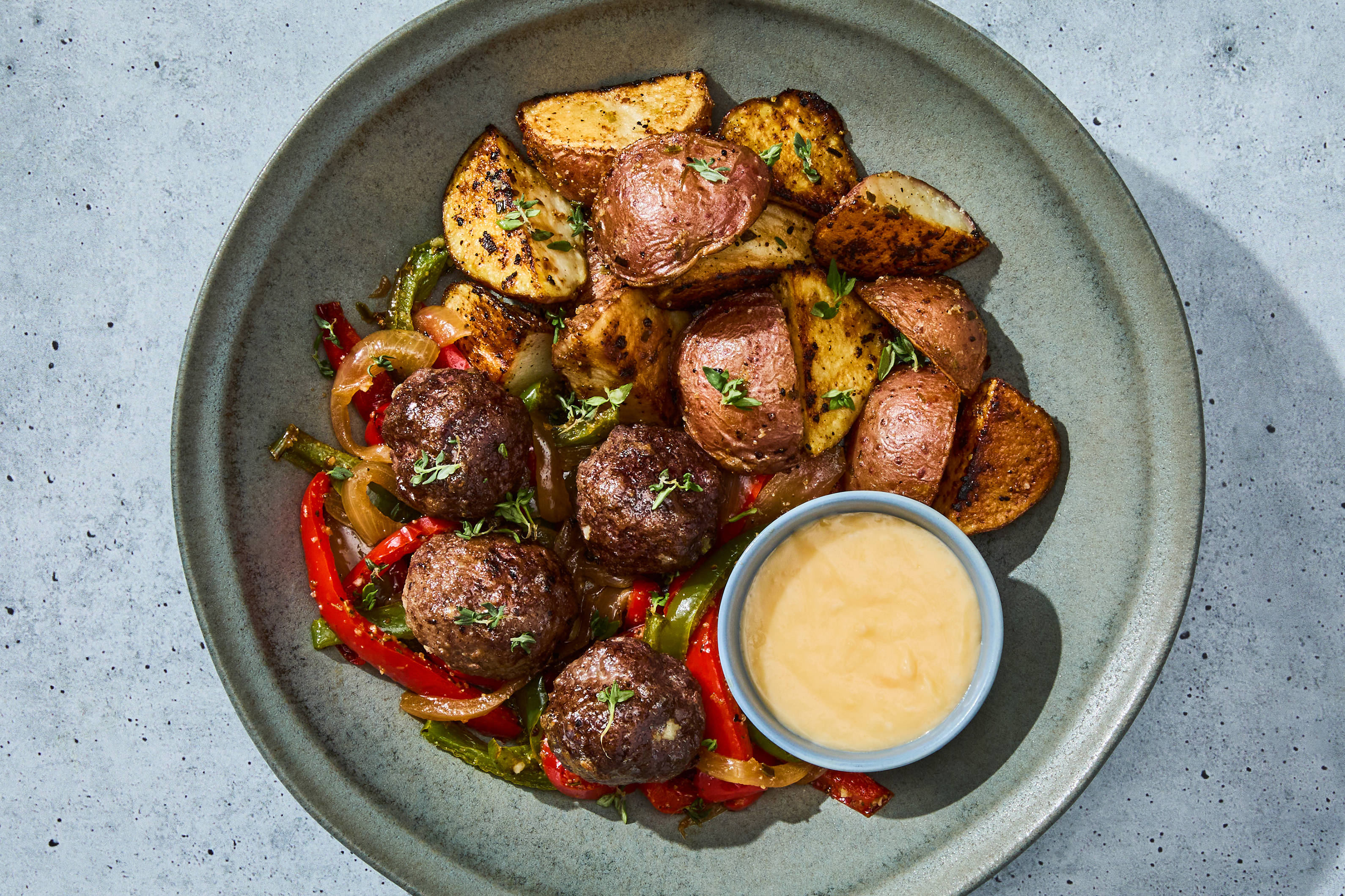 Cheesy Meatballs & Sweet Peppers