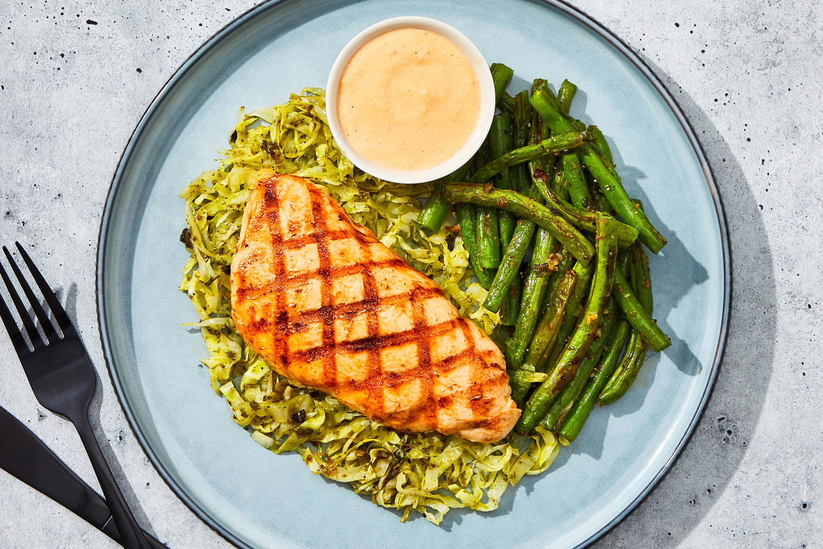 Chicken Breast & Cheesy Cabbage