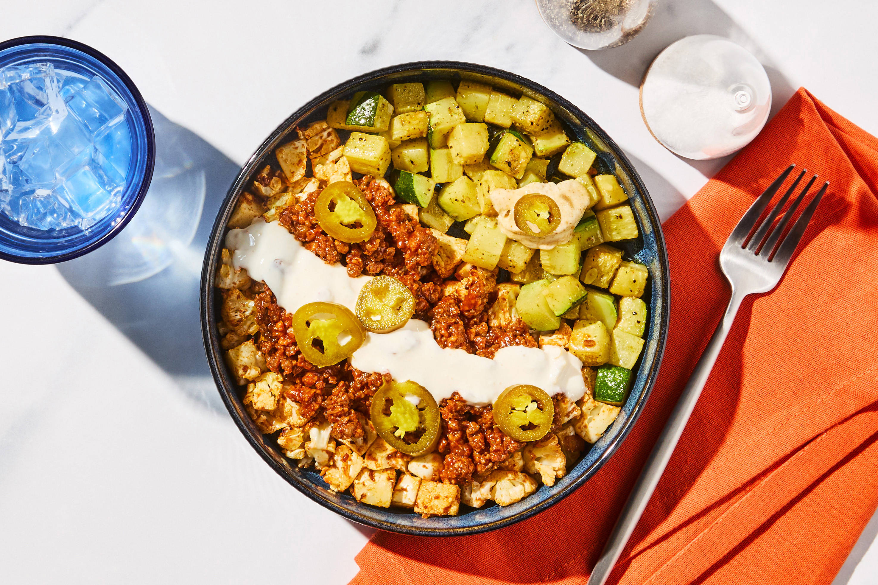 Chorizo & Cauliflower Queso Bowl