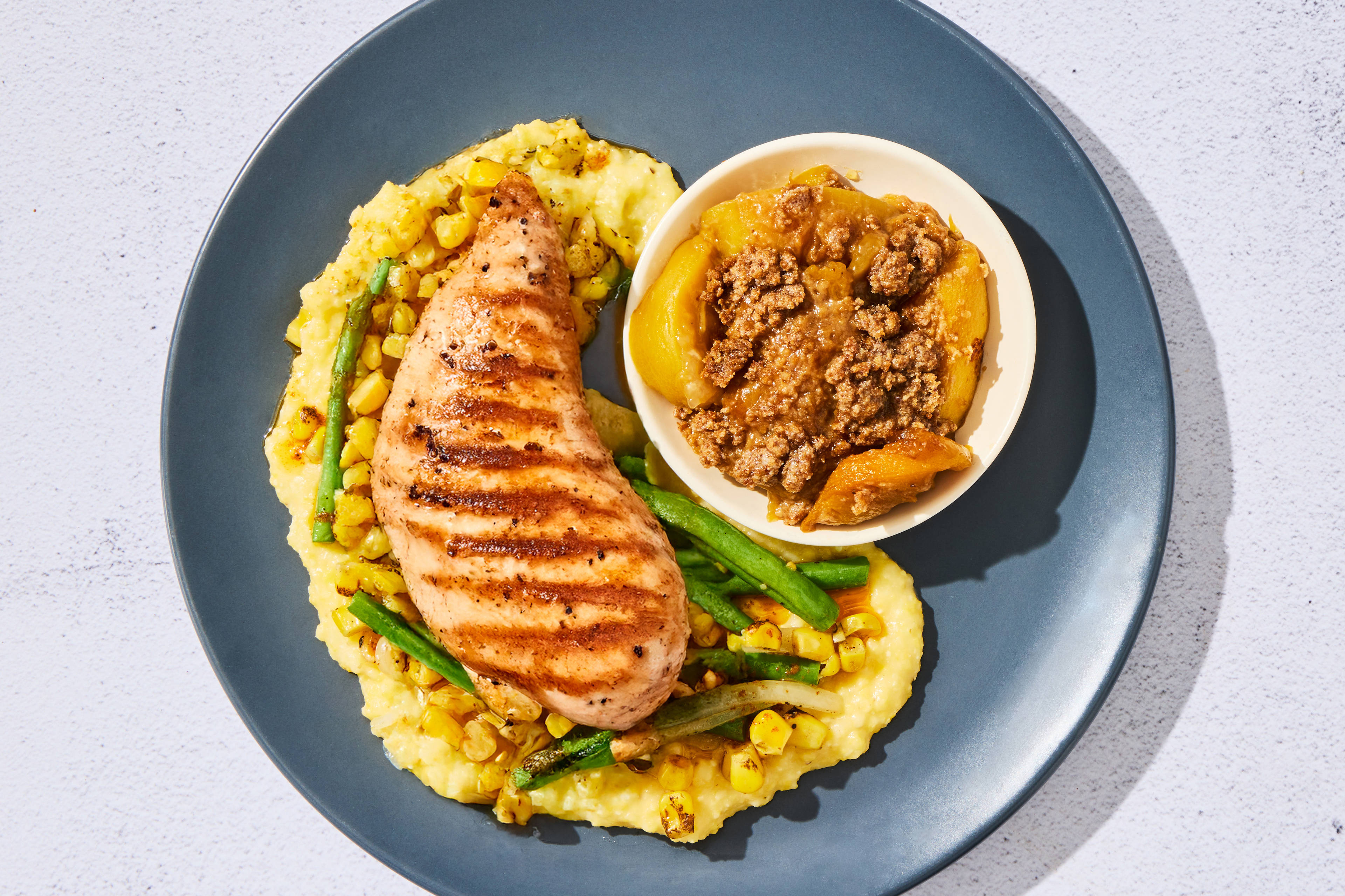 Country-Style Chicken Breast & Peach Cobbler