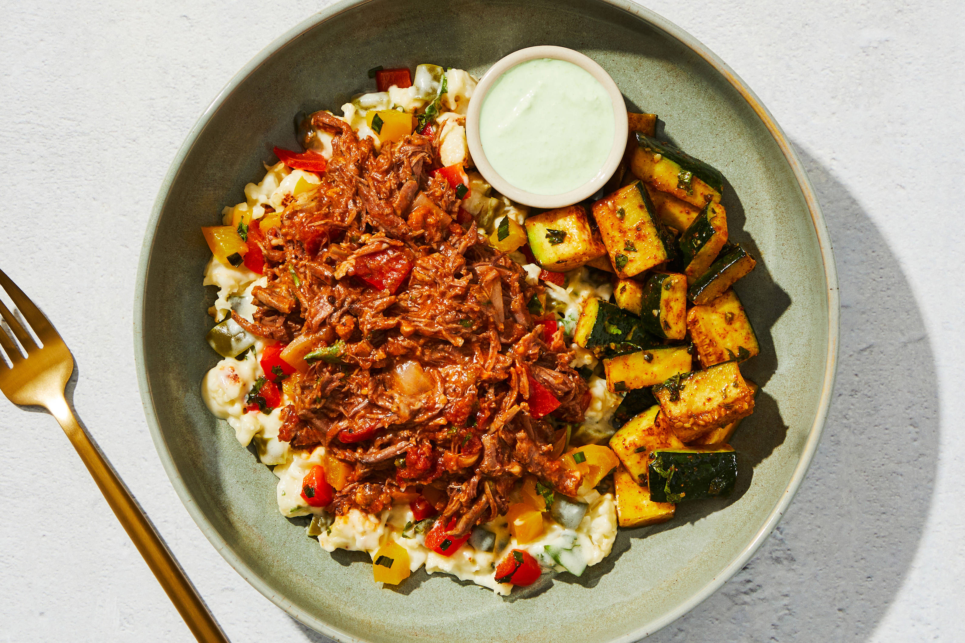 Enchilada-Style Shredded Beef & Crema