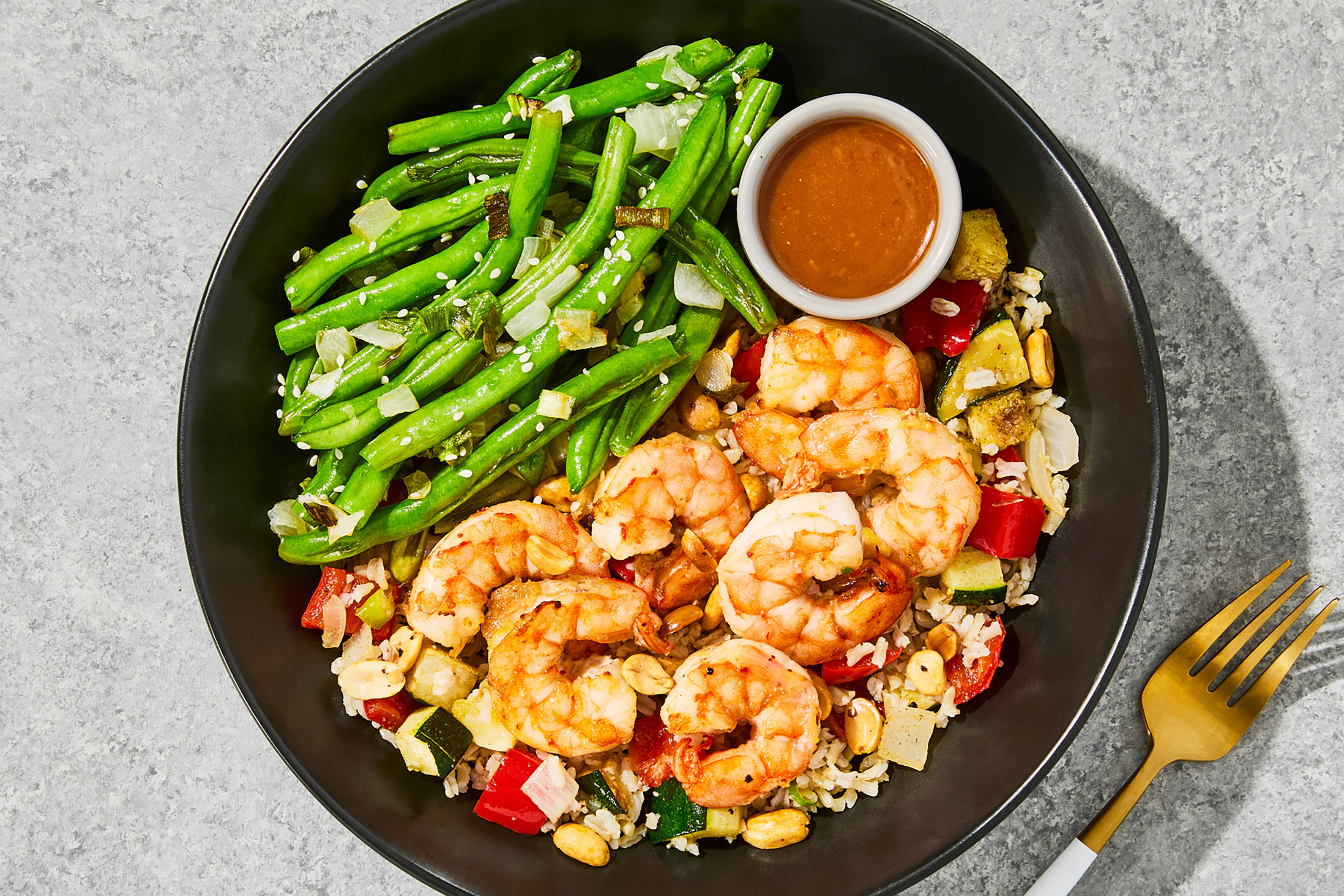 Fiery Soy-Ginger Peanut Shrimp