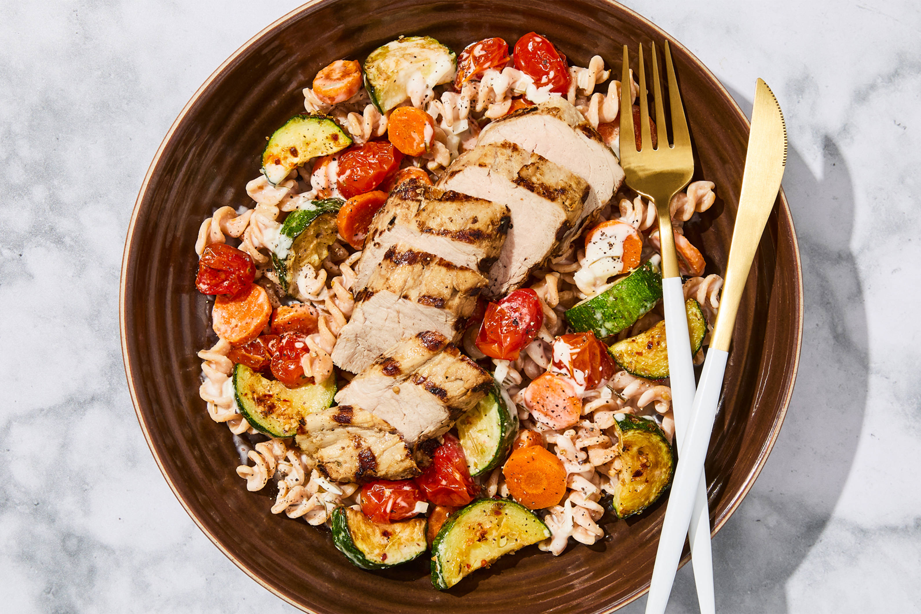 Garlic-Rosemary Pork Tenderloin Fusilli