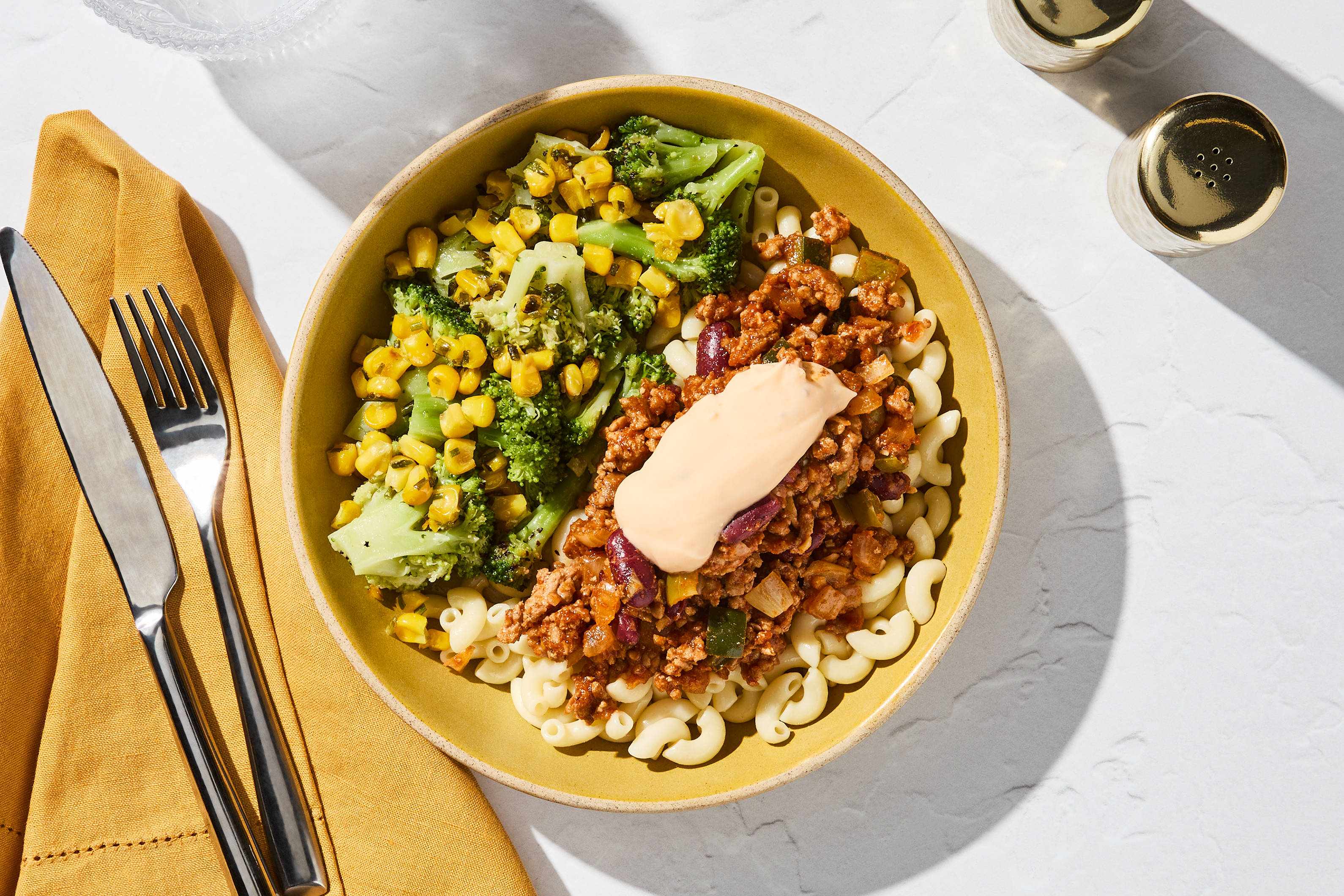 Ground Pork Cheddar Chili & Mac