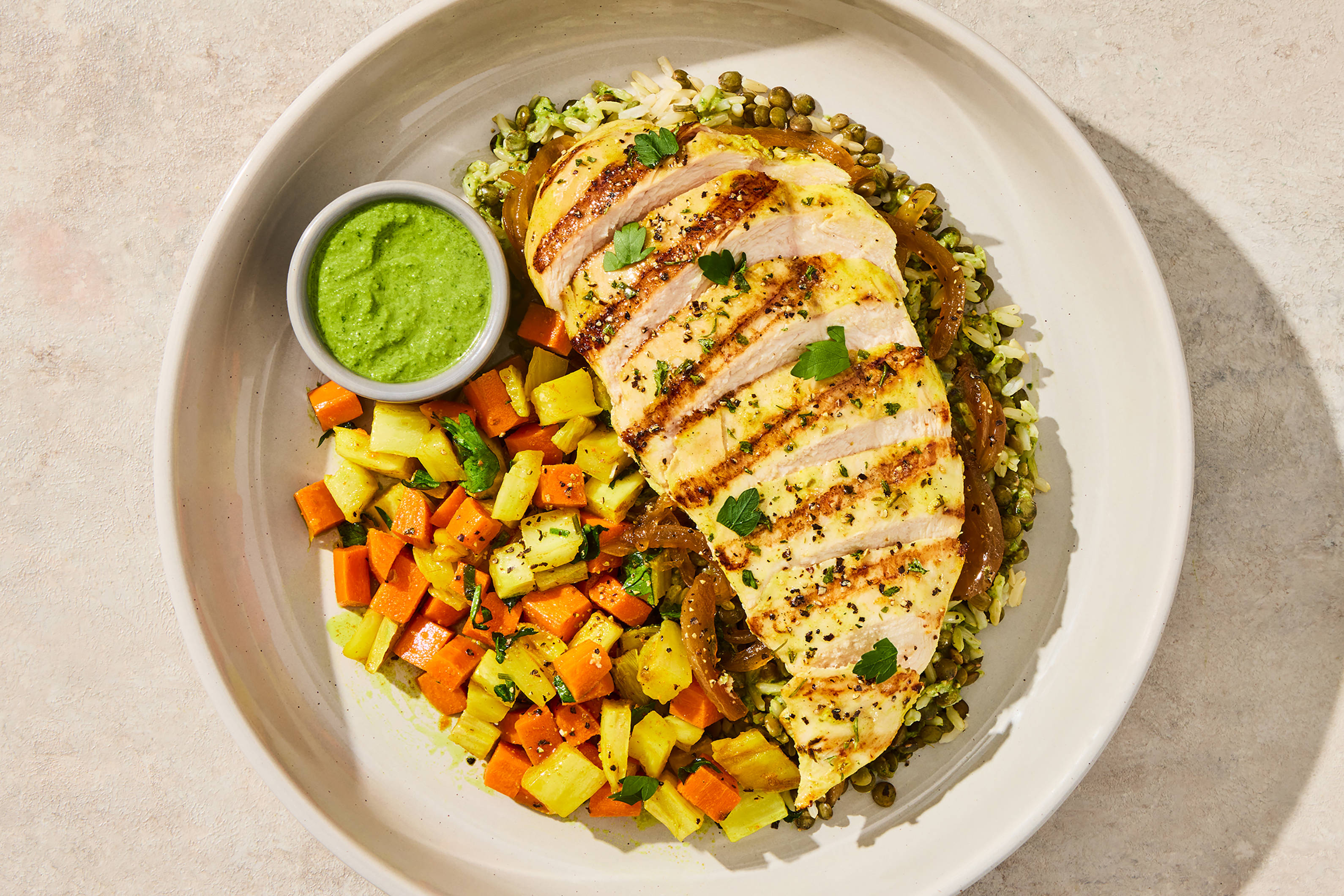 Levantine-Style Chicken Lentil Bowl