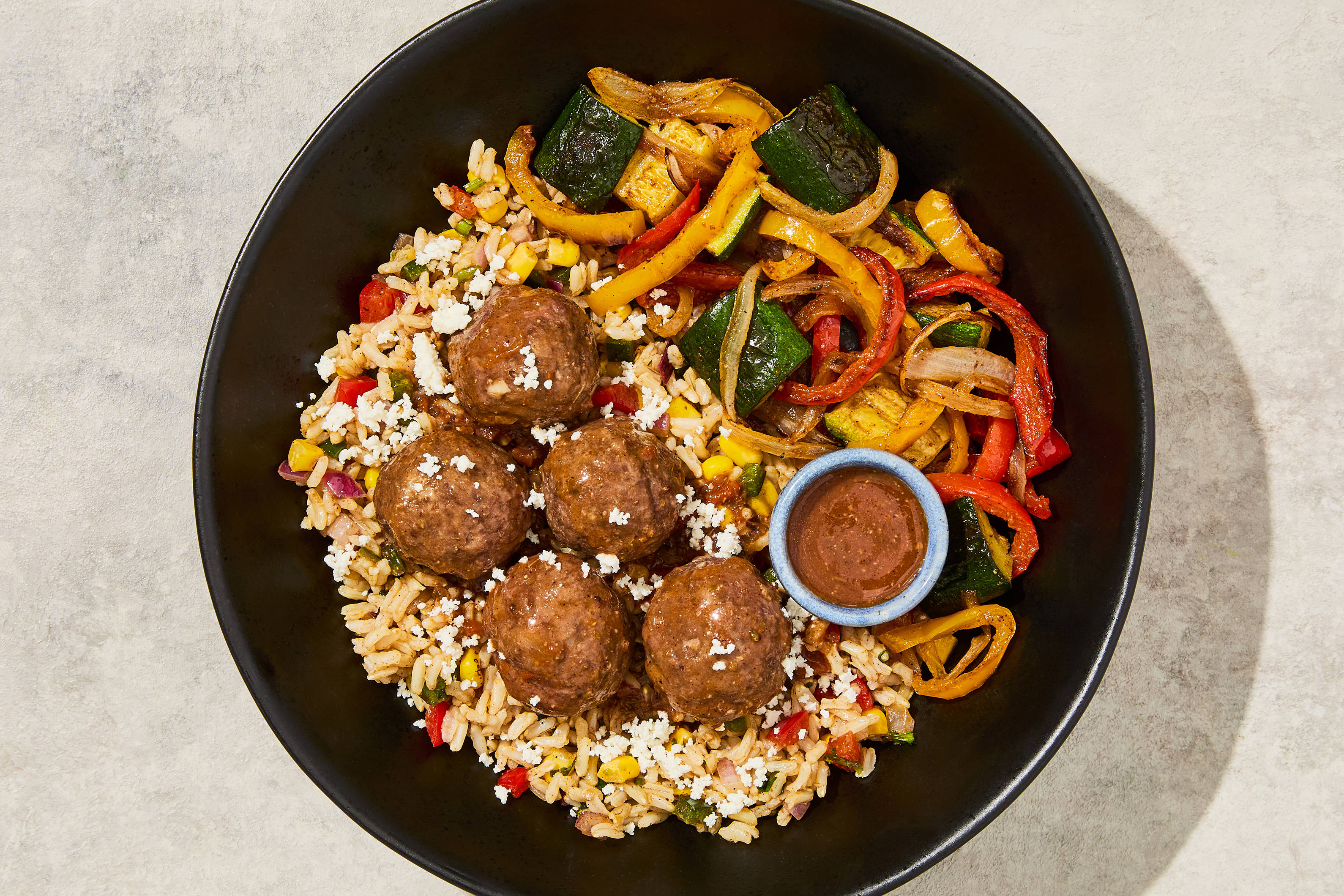 Mexican-Style Meatball Rice Bowl