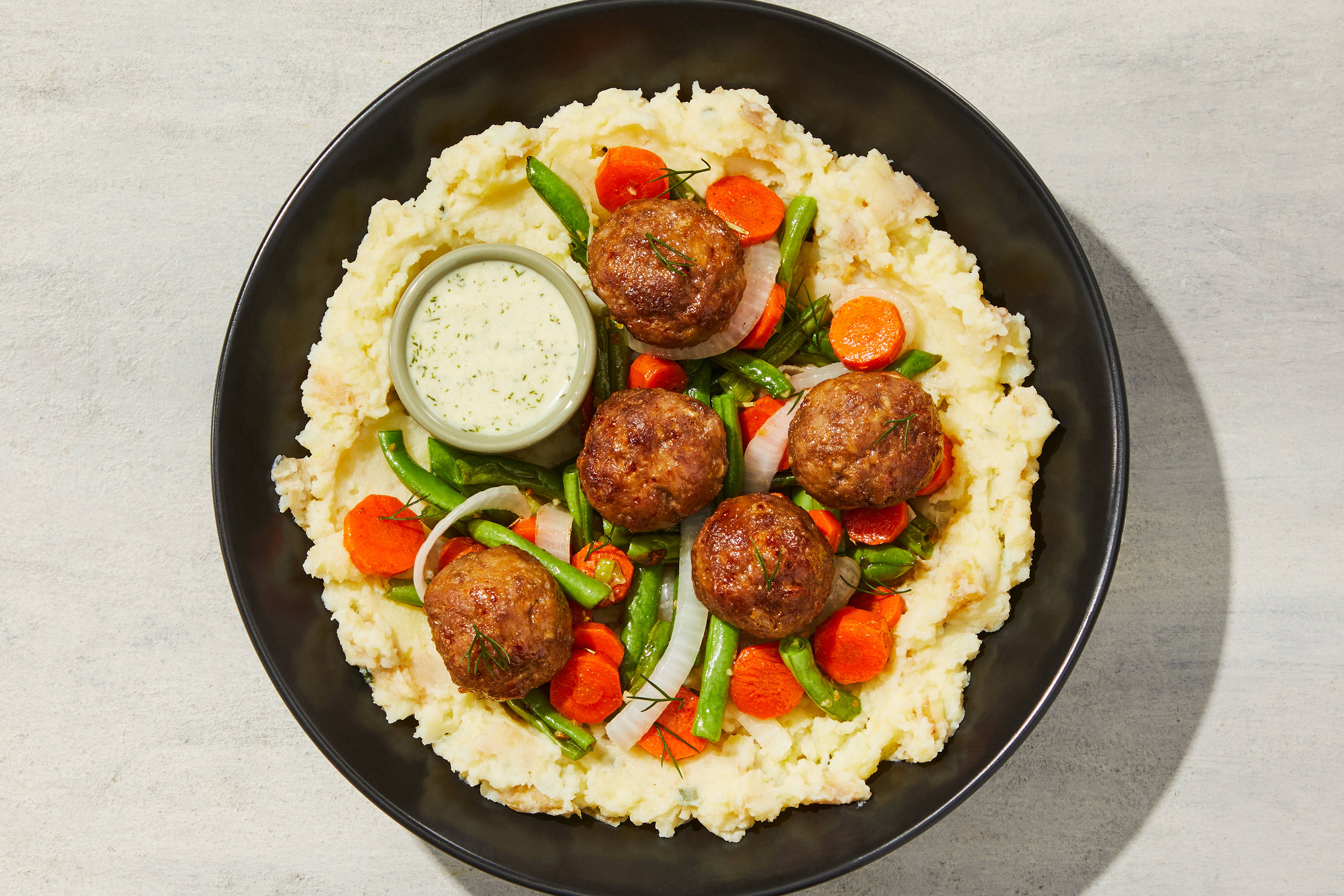 Mustard-Dill Meatball & Mash