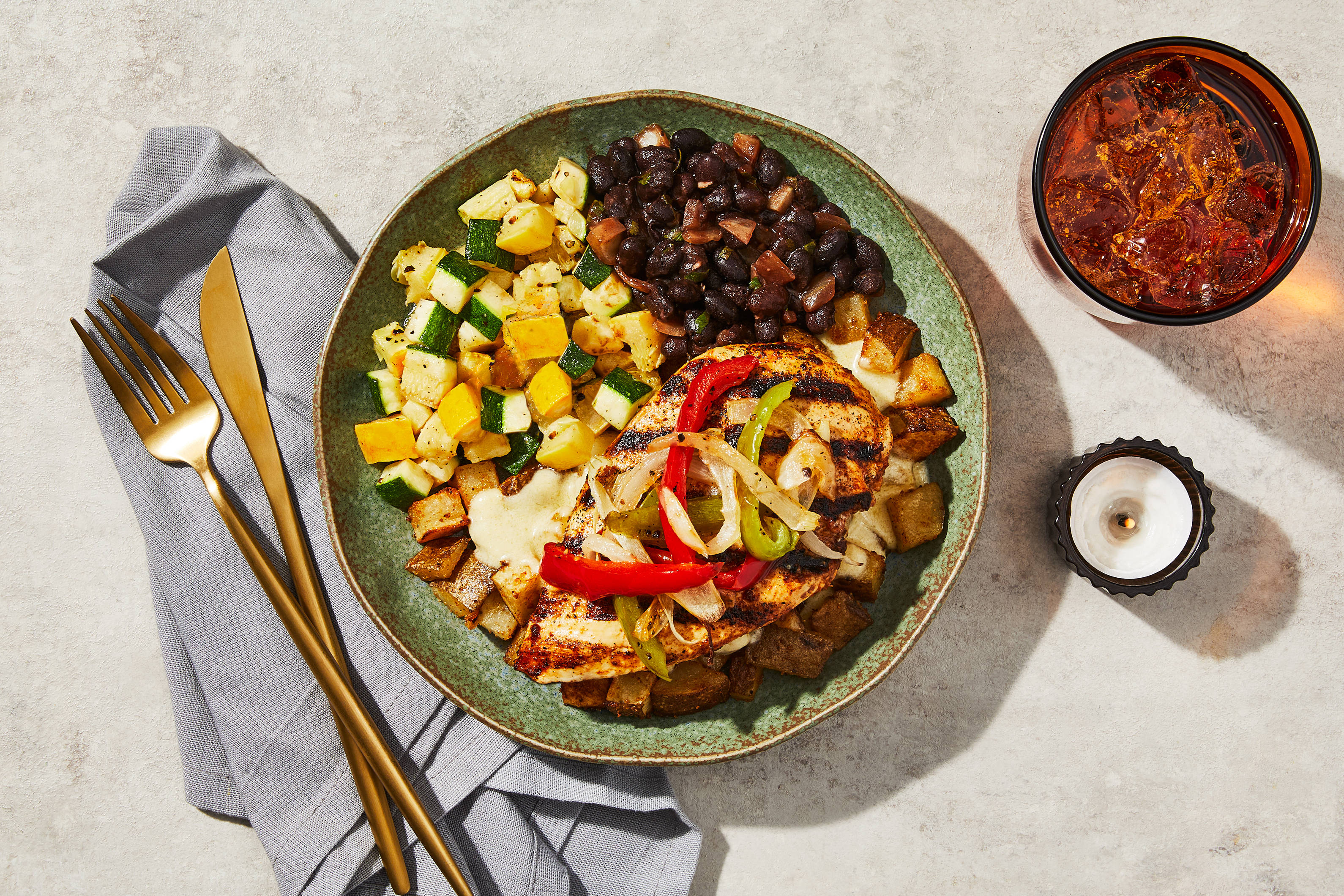Santa Fe-Style Potato, Chicken & Pepper Bowl
