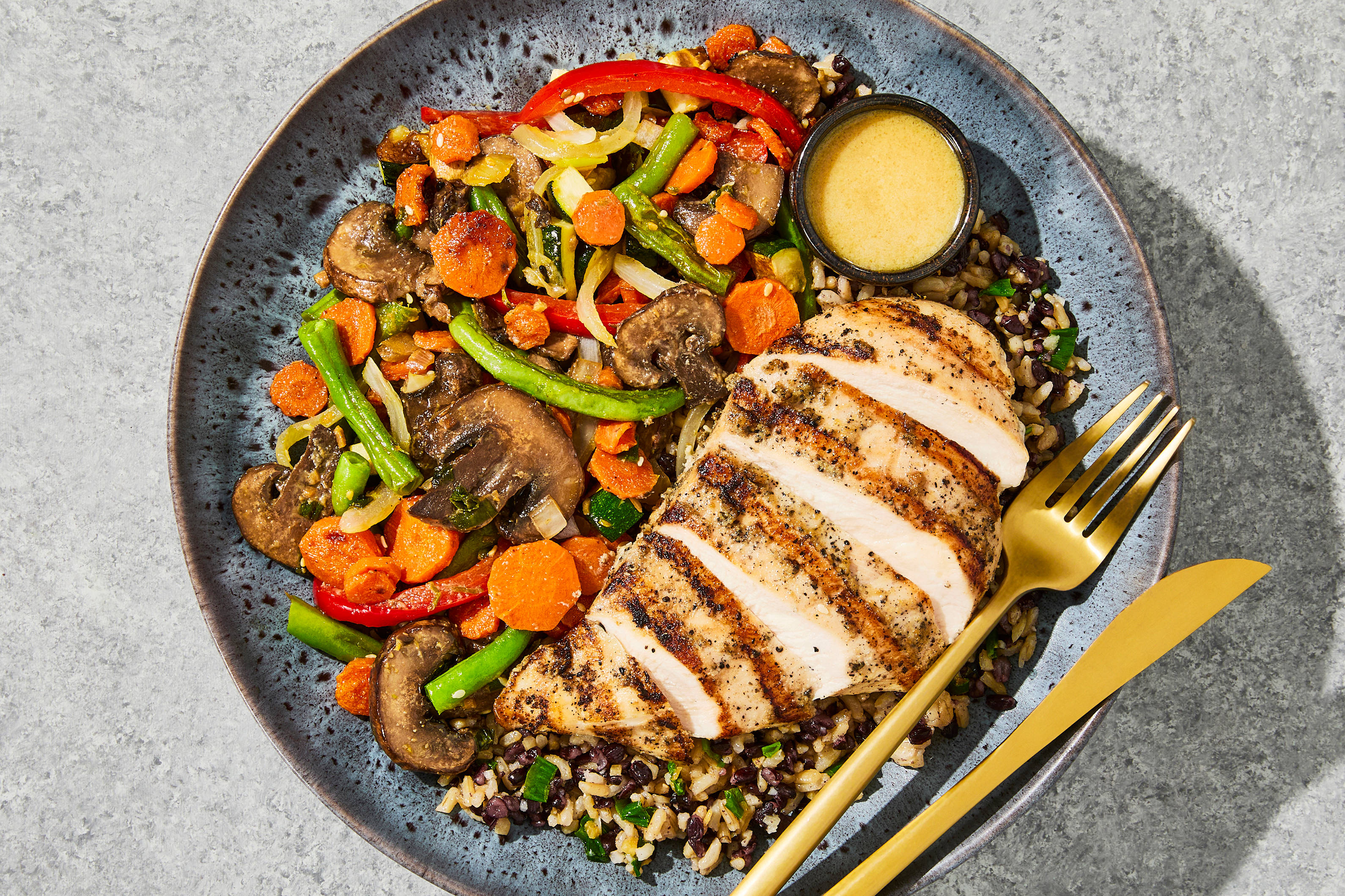Umami Ginger Chicken & Mushroom Bowl
