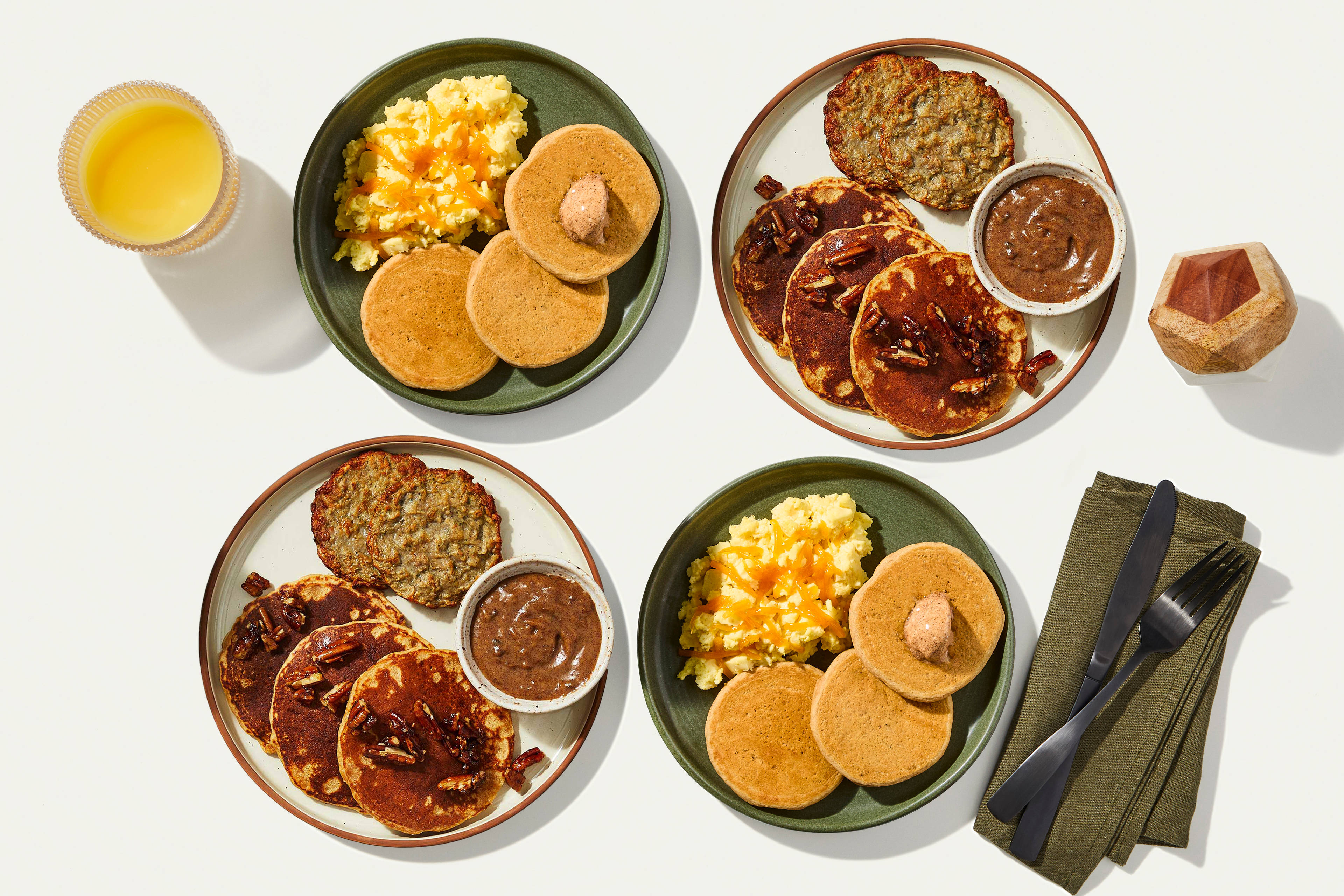 Protein Pancake Bundle - Sticky Pecan Pancakes & Apple Spice Pancakes & Cheddar Scramble
