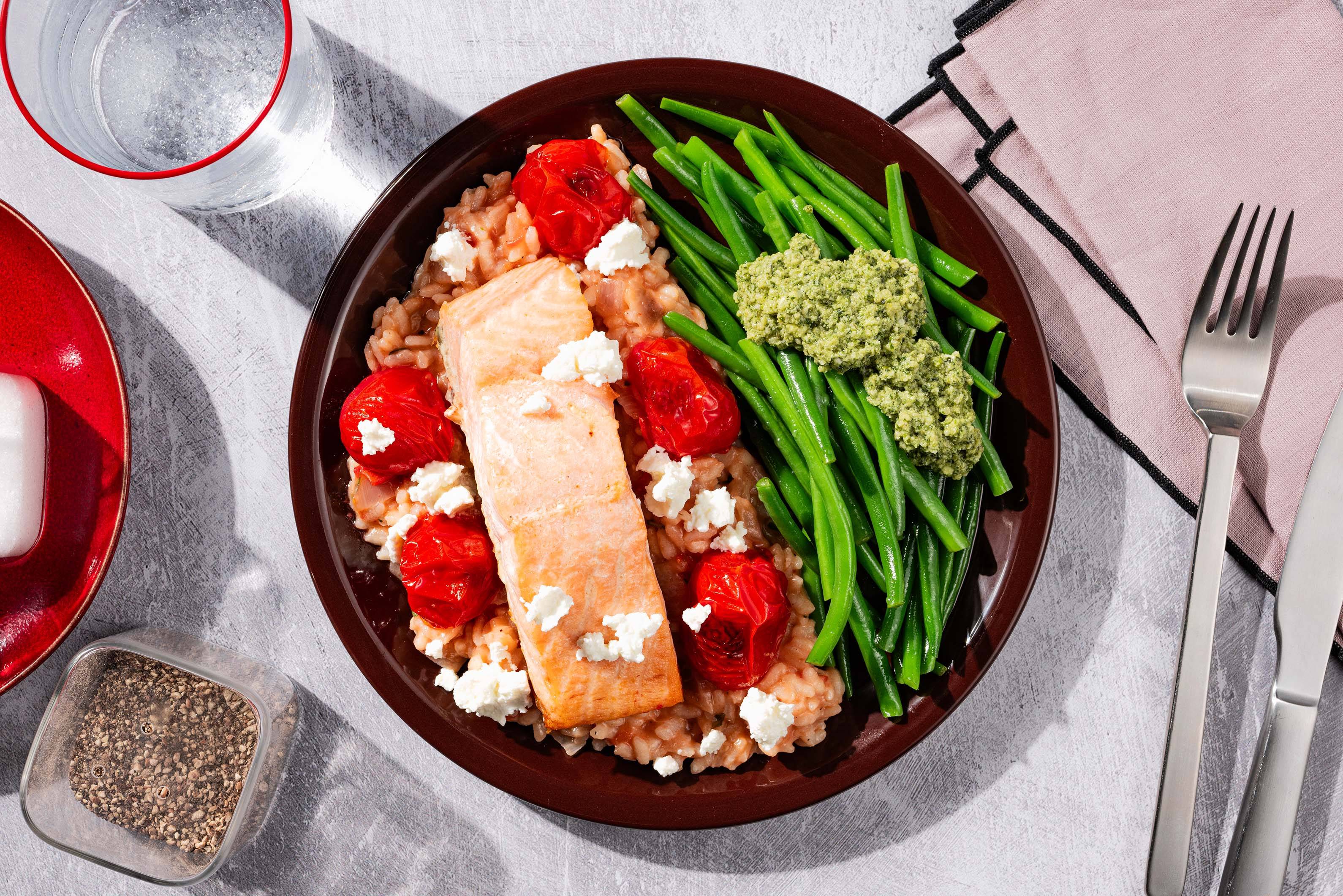 Lachs auf Tomatenrisotto