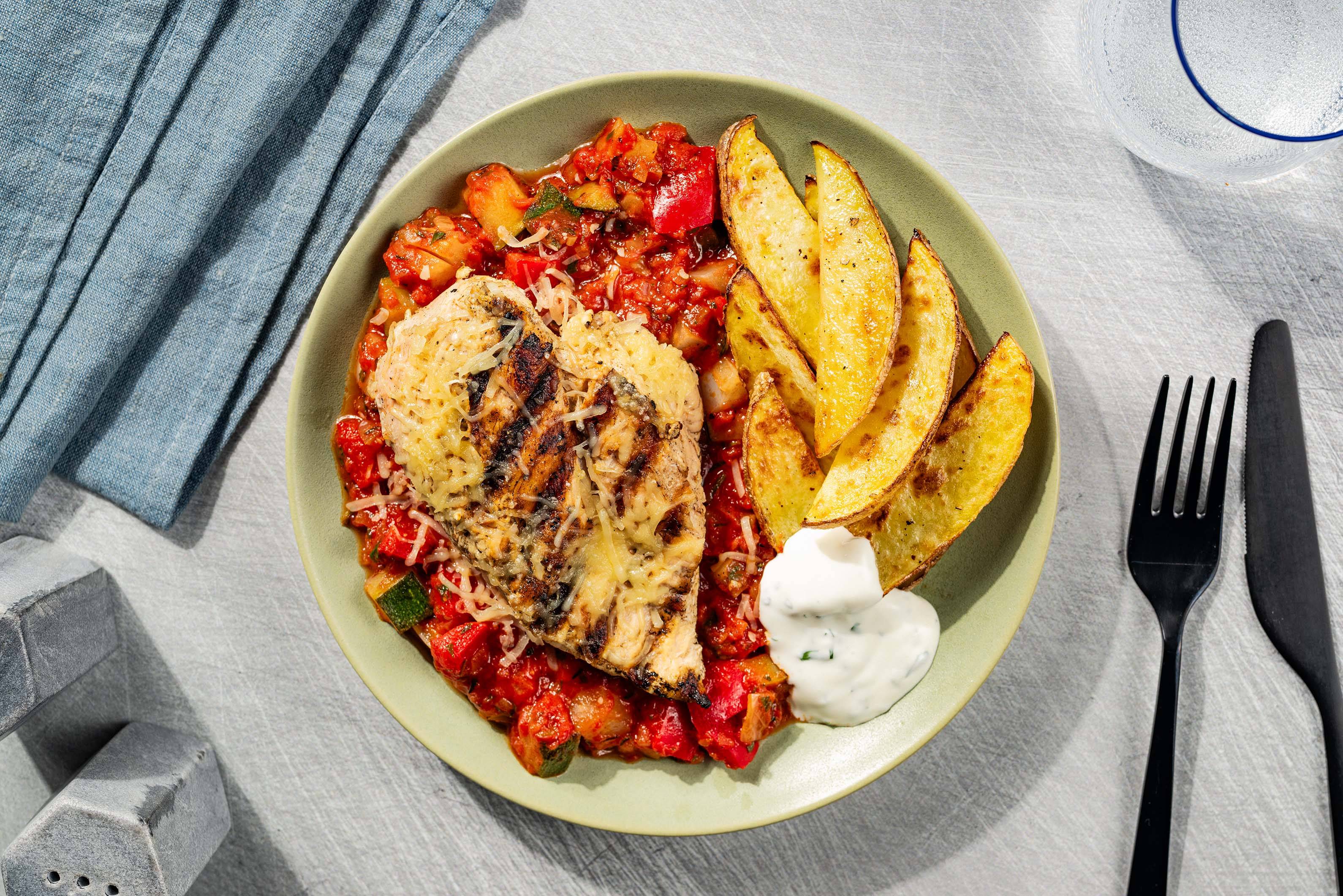 Gegrilltes Hähnchen mit Ratatouille