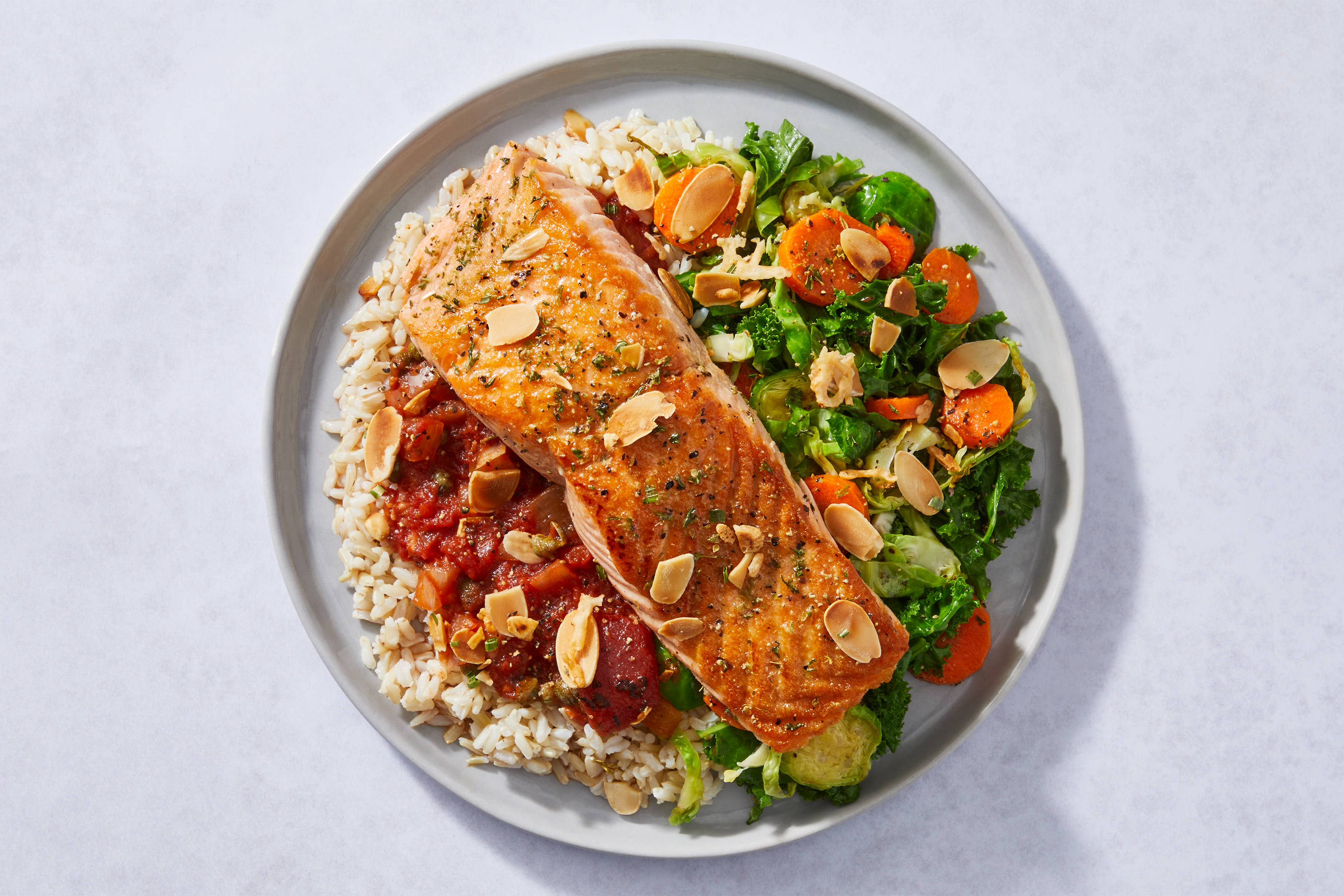 Tomato Caper Salmon Power Bowl