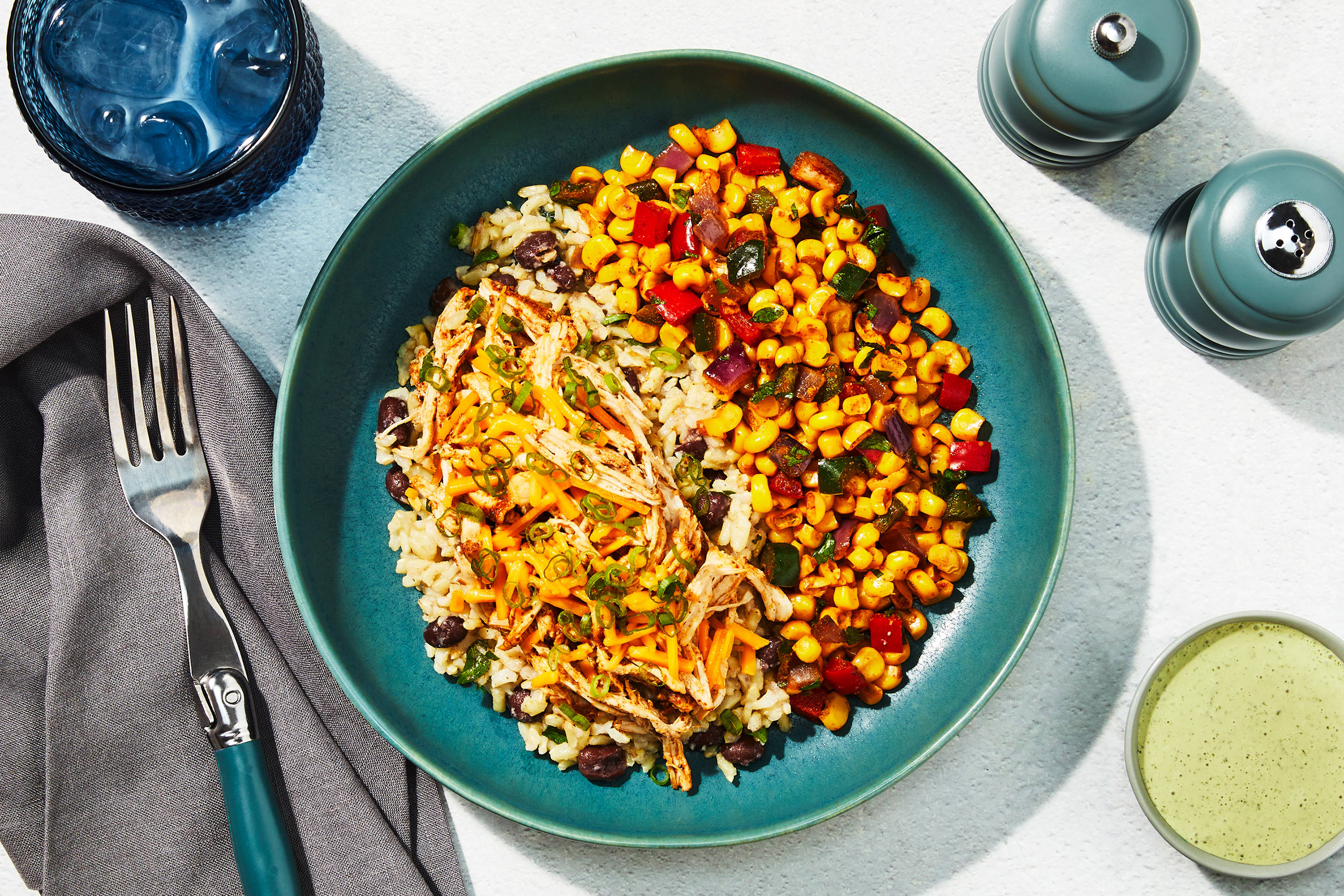 Burrito-bowl med pulled chicken