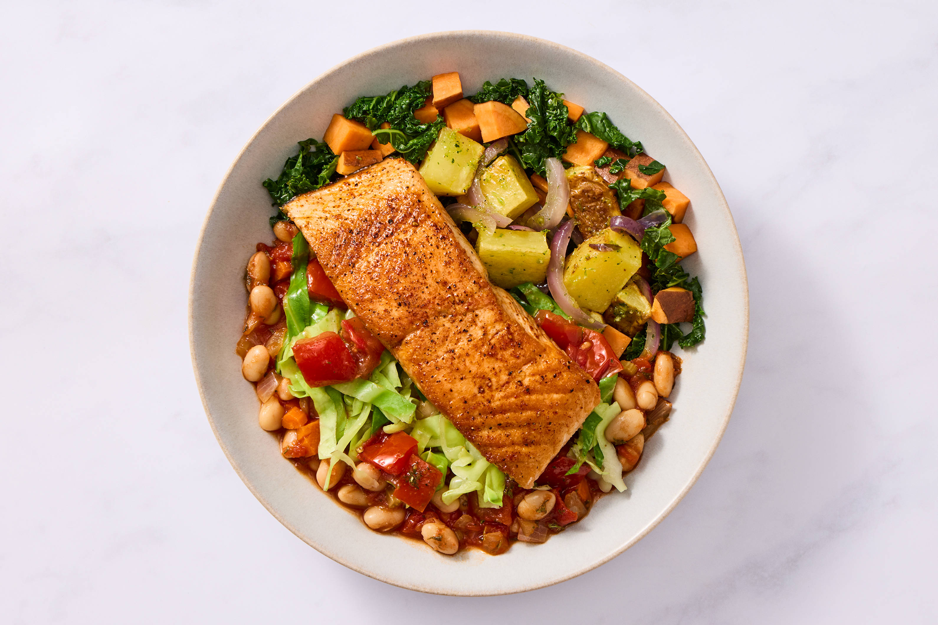 Paprika Salmon & White Bean Ragout