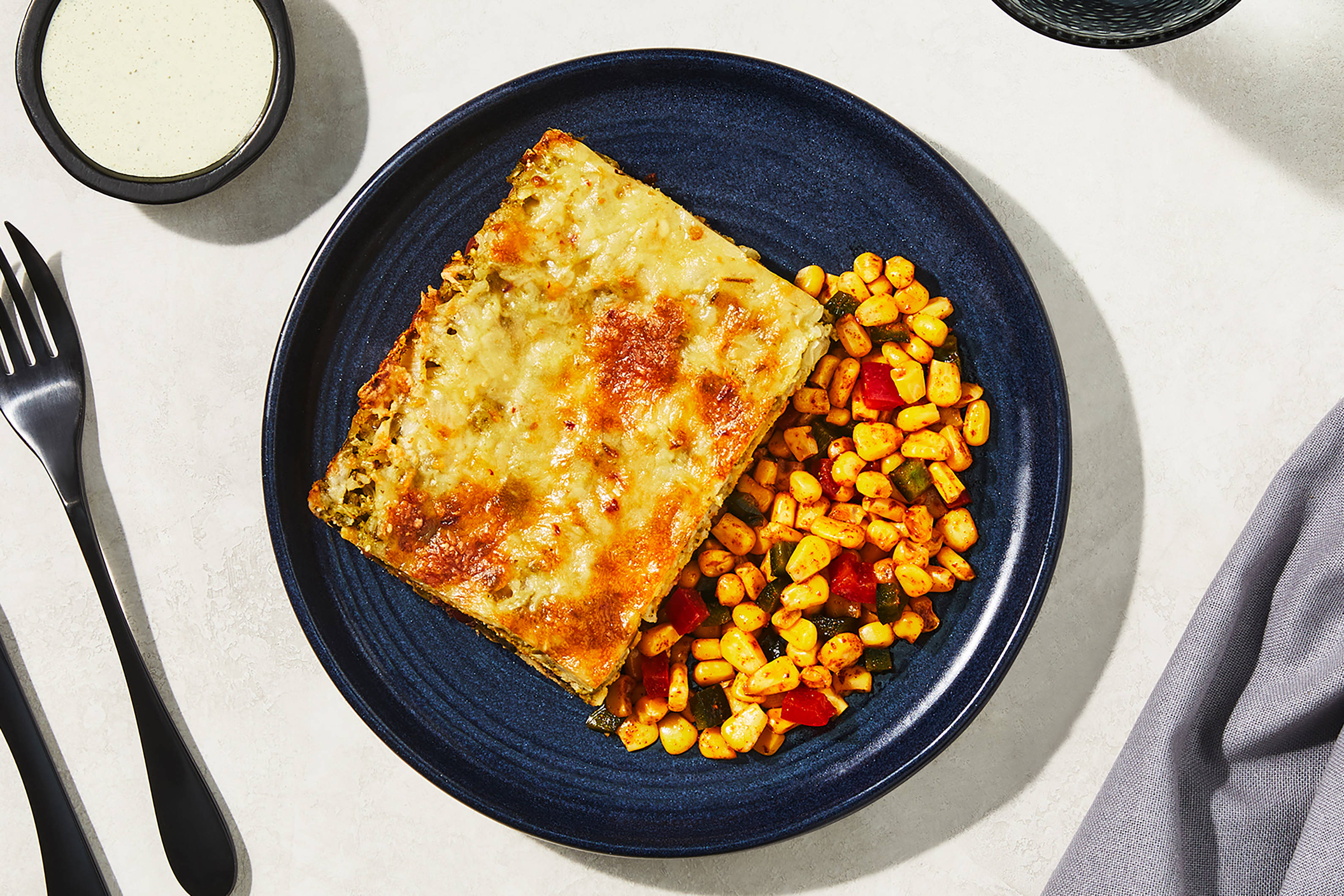 Vegetarian Green Chile Tostada Bake