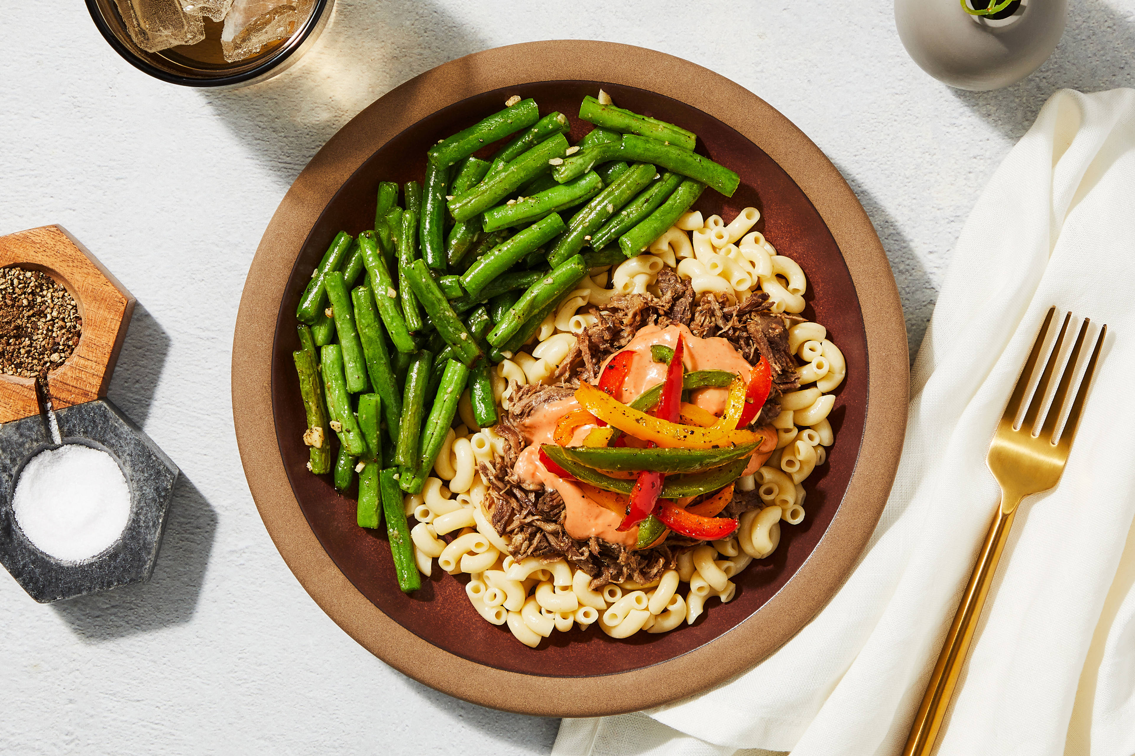 Braised Beef & Roasted Red Pepper Mac