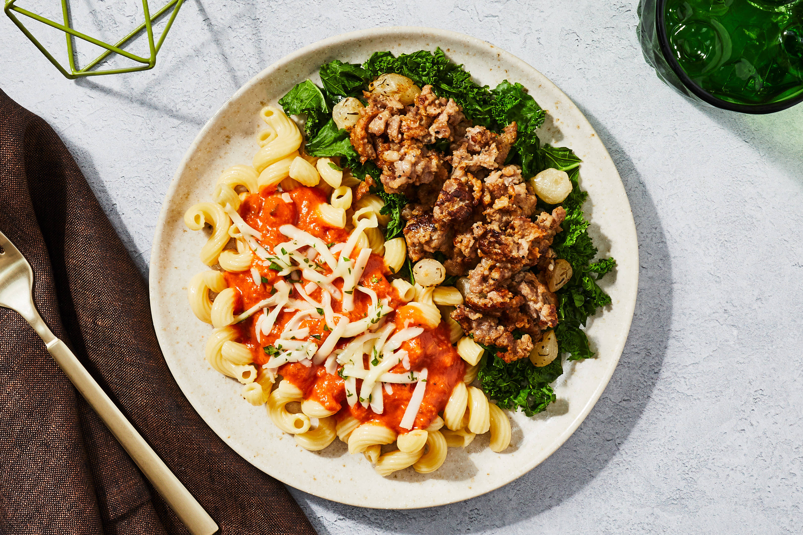 Creamy Tomato Sausage & Kale Pasta