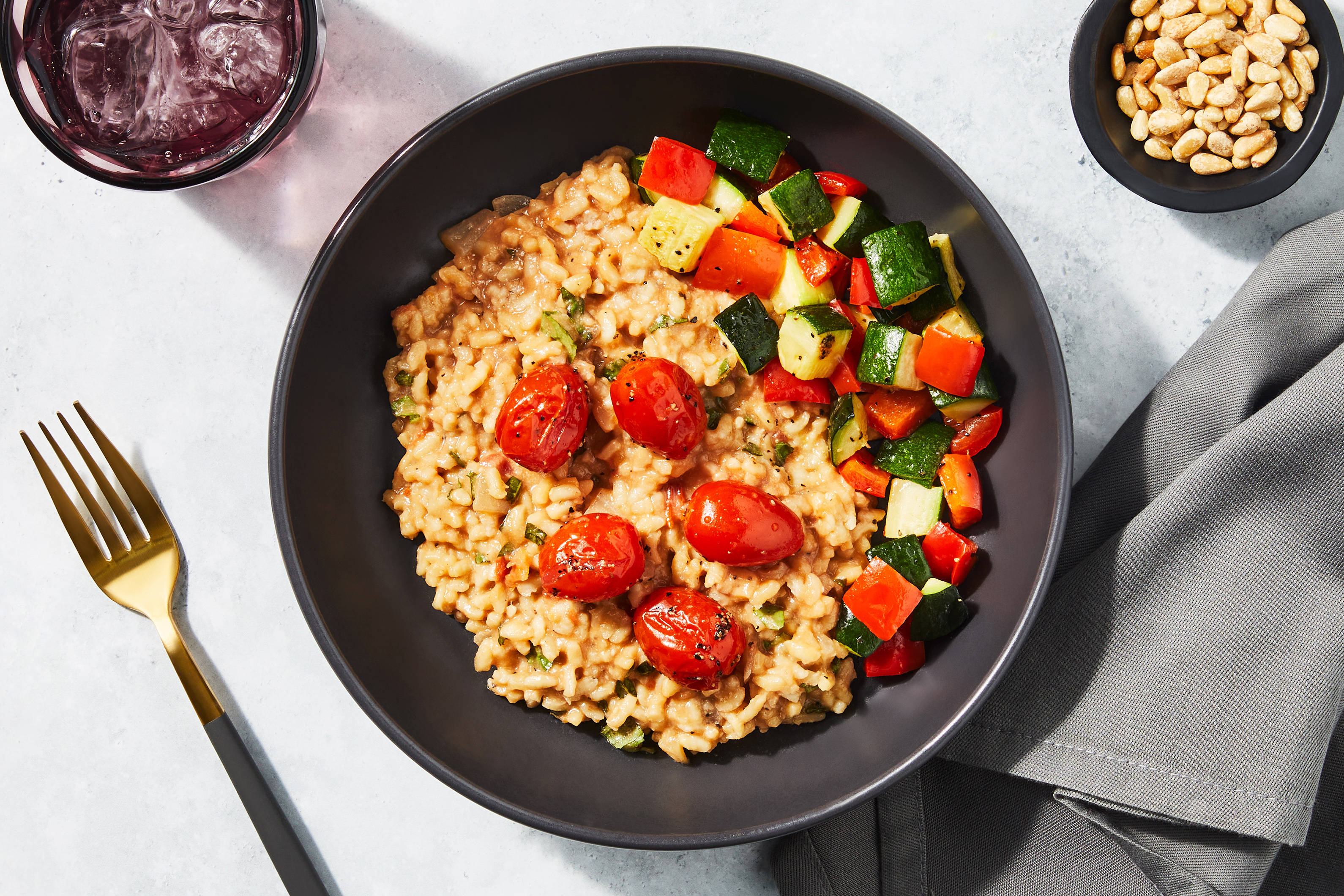 Roasted Vegetable Risotto + Salmon