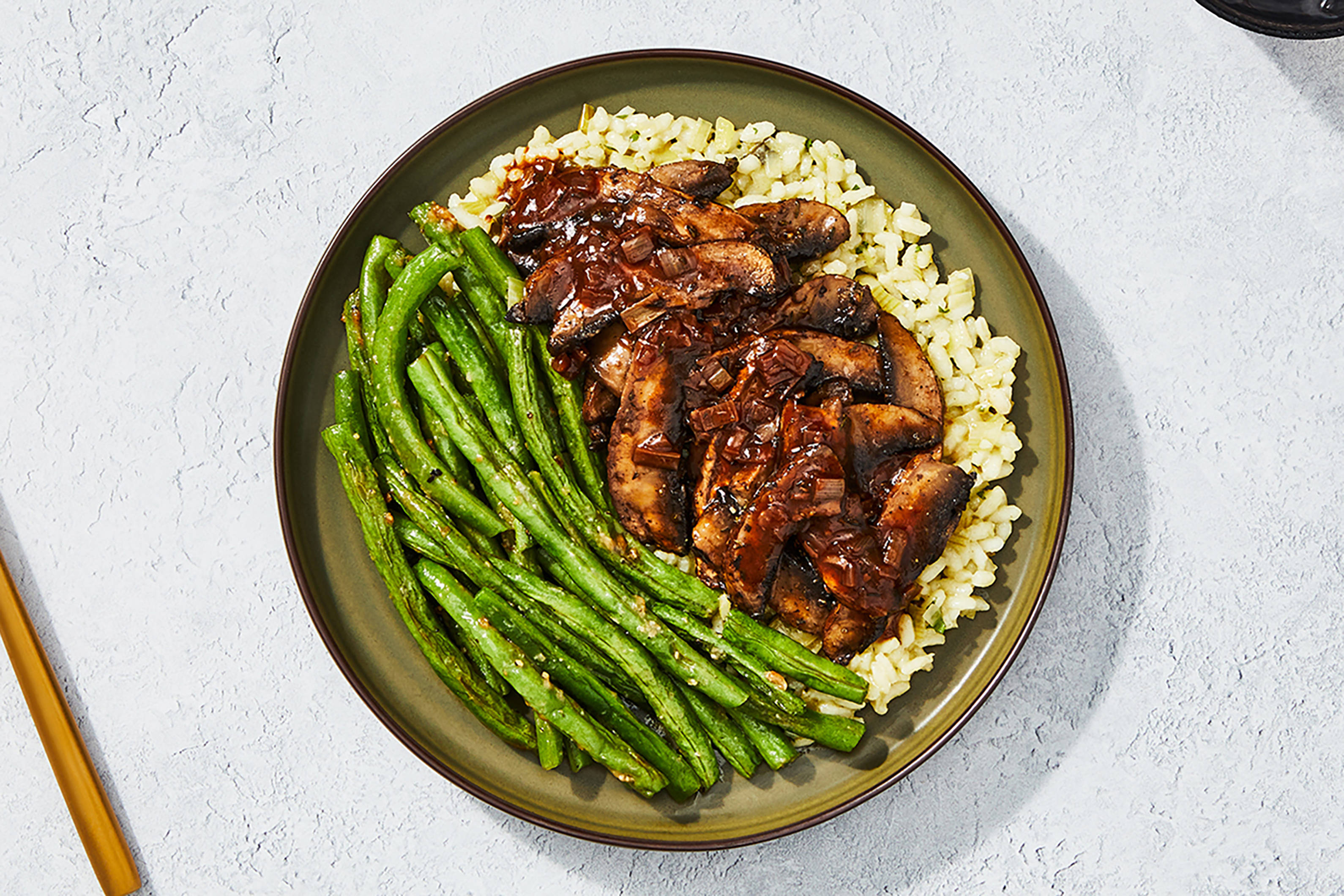 Vegan Mushroom Marsala + Salmon