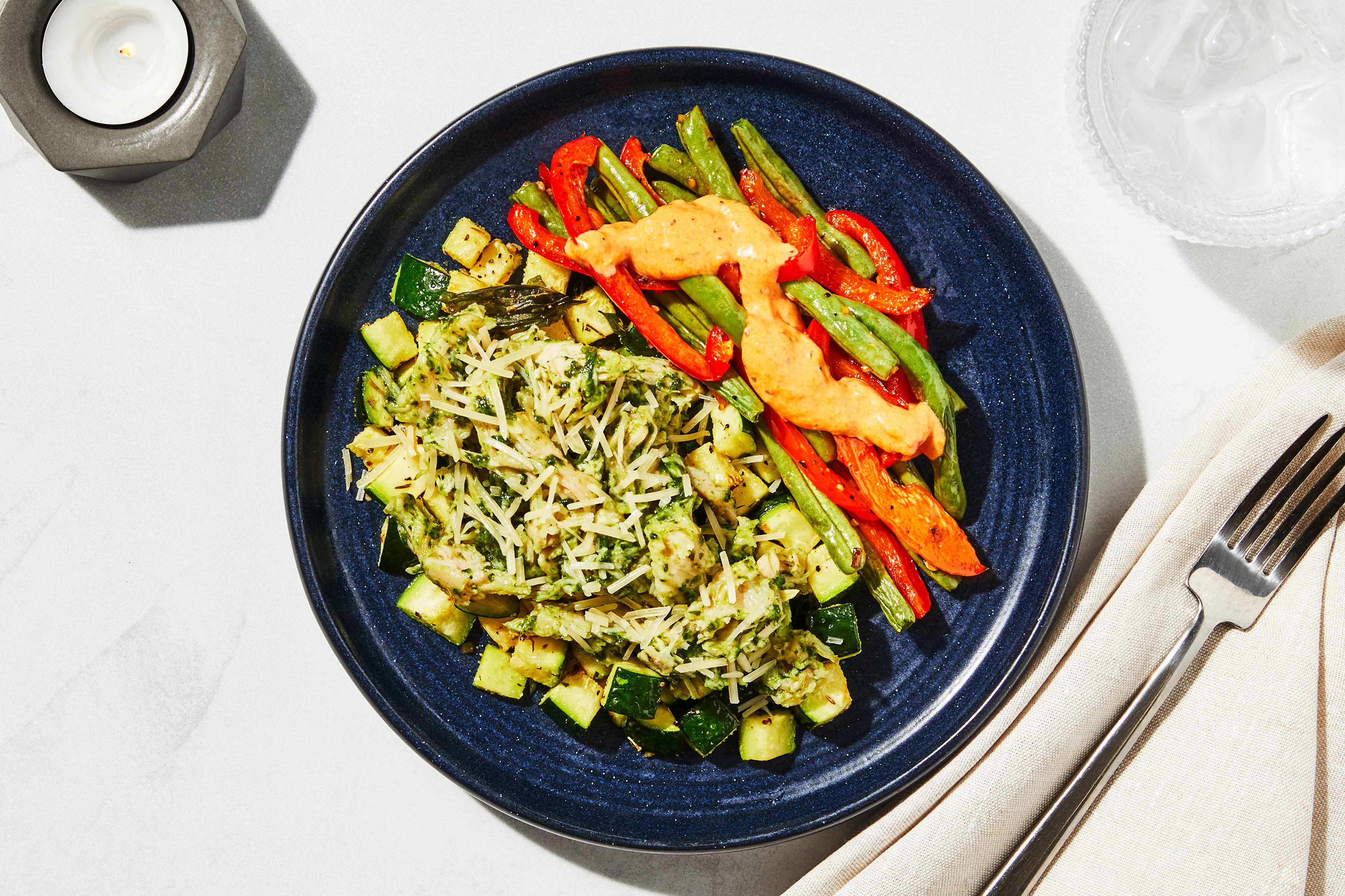 Pesto Shredded Turkey & Zucchini