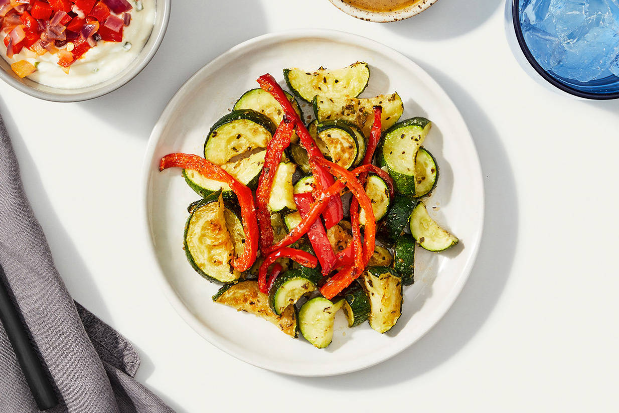 Roasted Zucchini, Bell Peppers & Scallion Vinaigrette