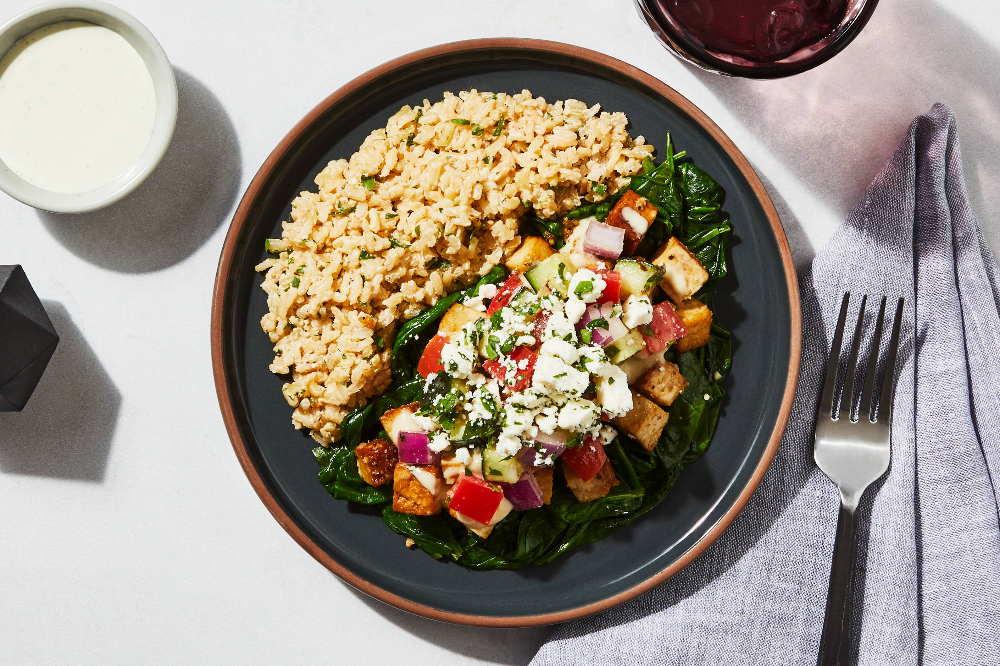 Greek-Spiced Tofu & Feta Bowl