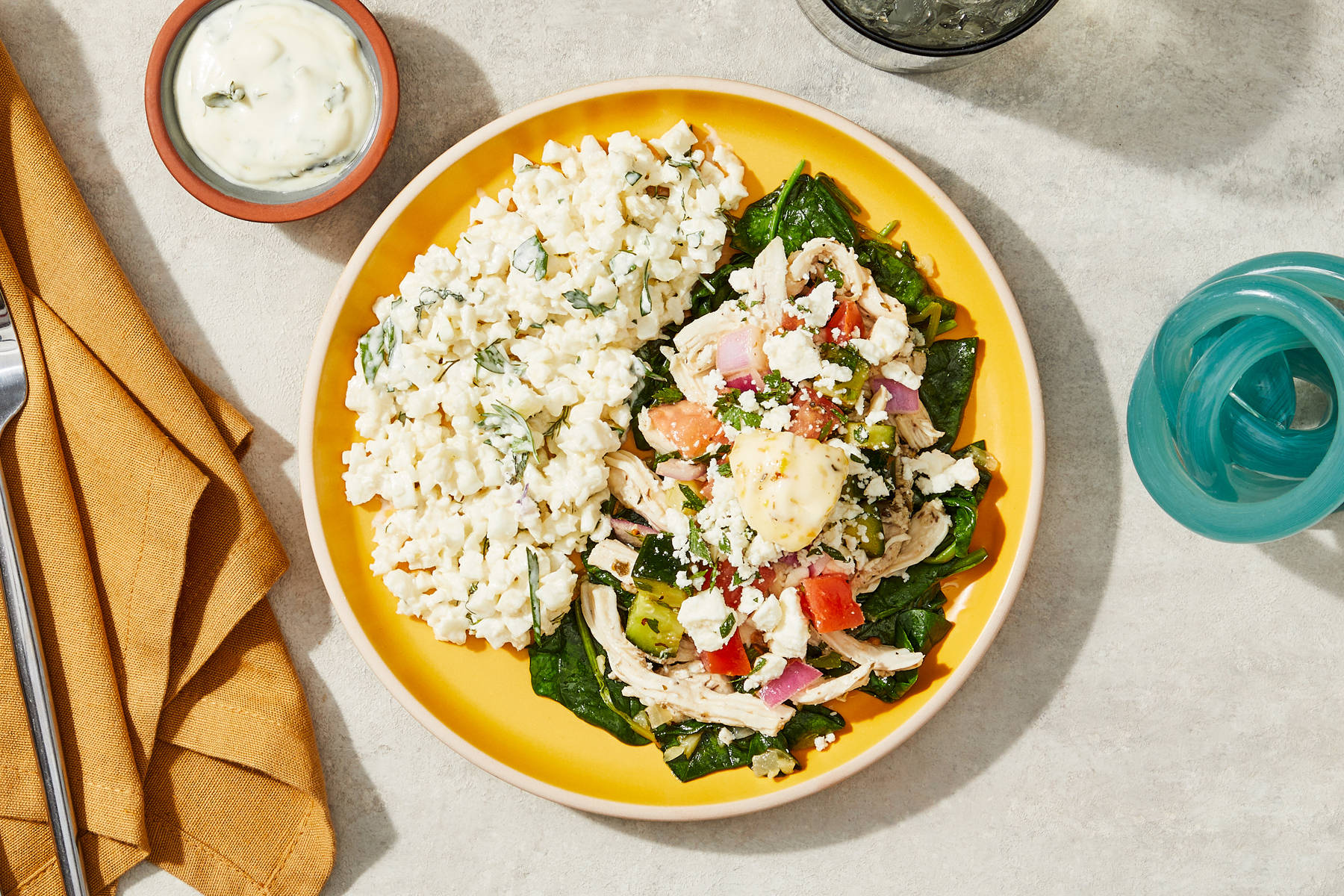 Greek Shredded Chicken & Feta Bowl