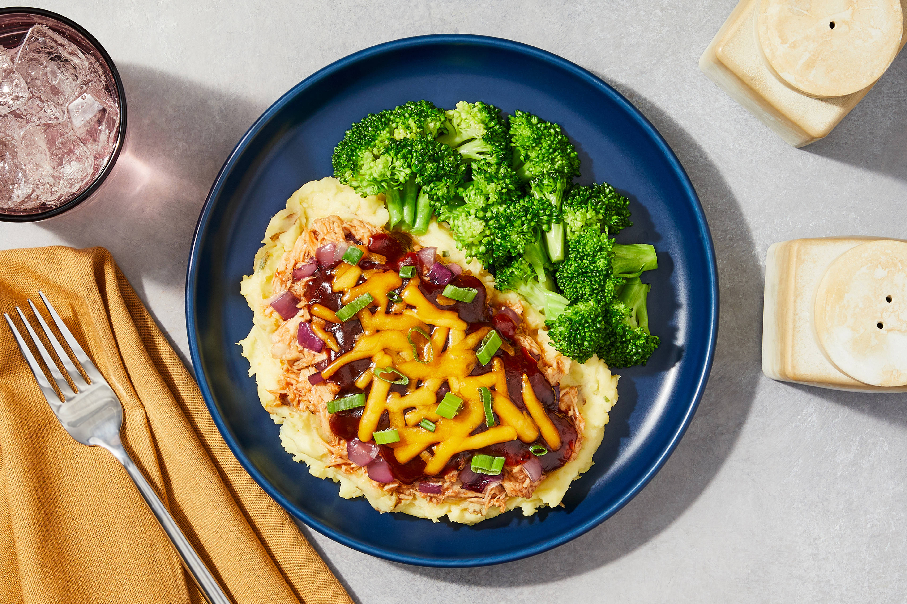 BBQ Shredded Chicken & Cheesy Mash
