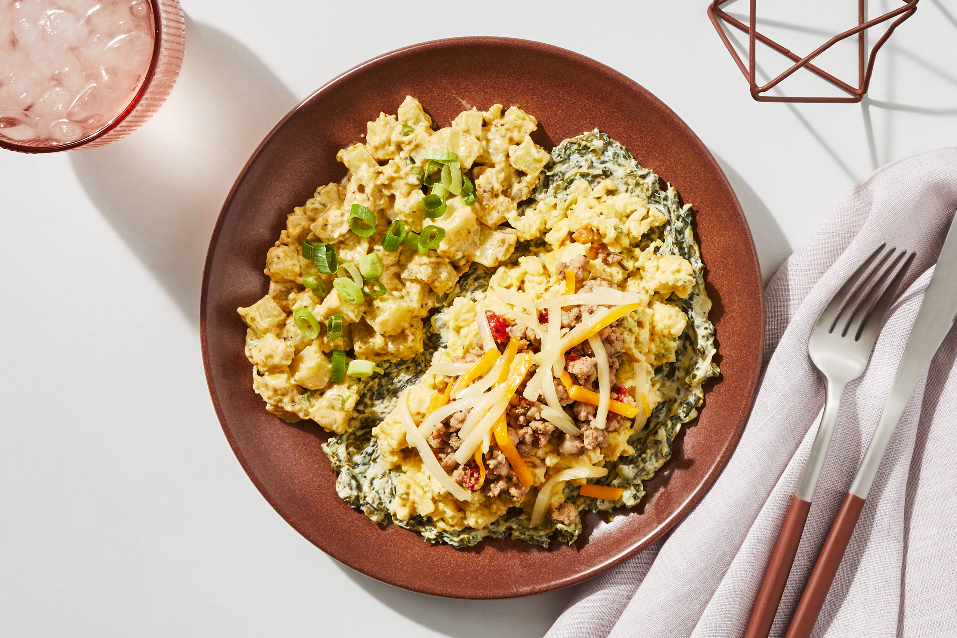 Sausage Egg Scramble & Creamed Spinach