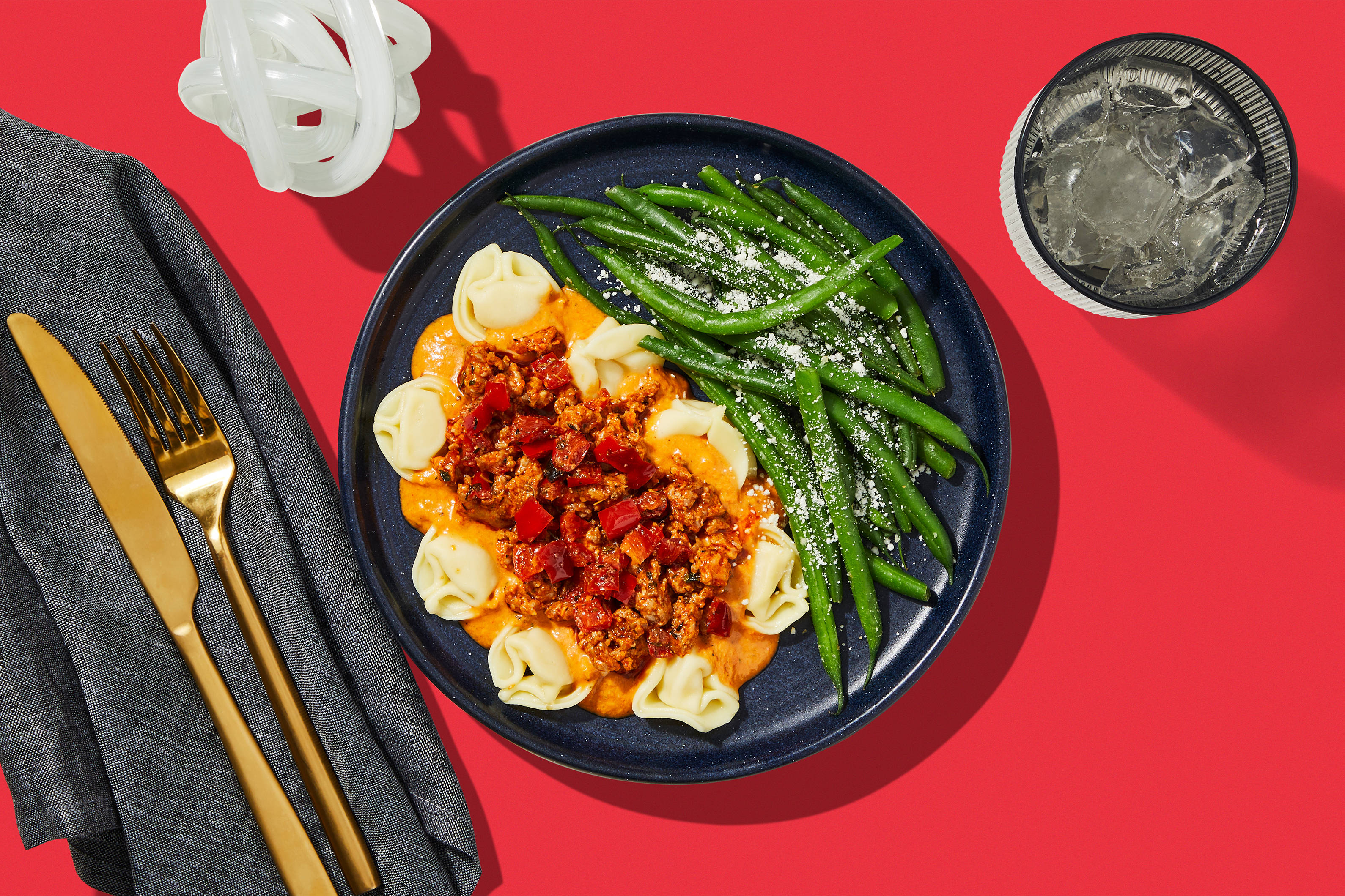 Roasted Red Pepper Tortellini & Italian Sausage