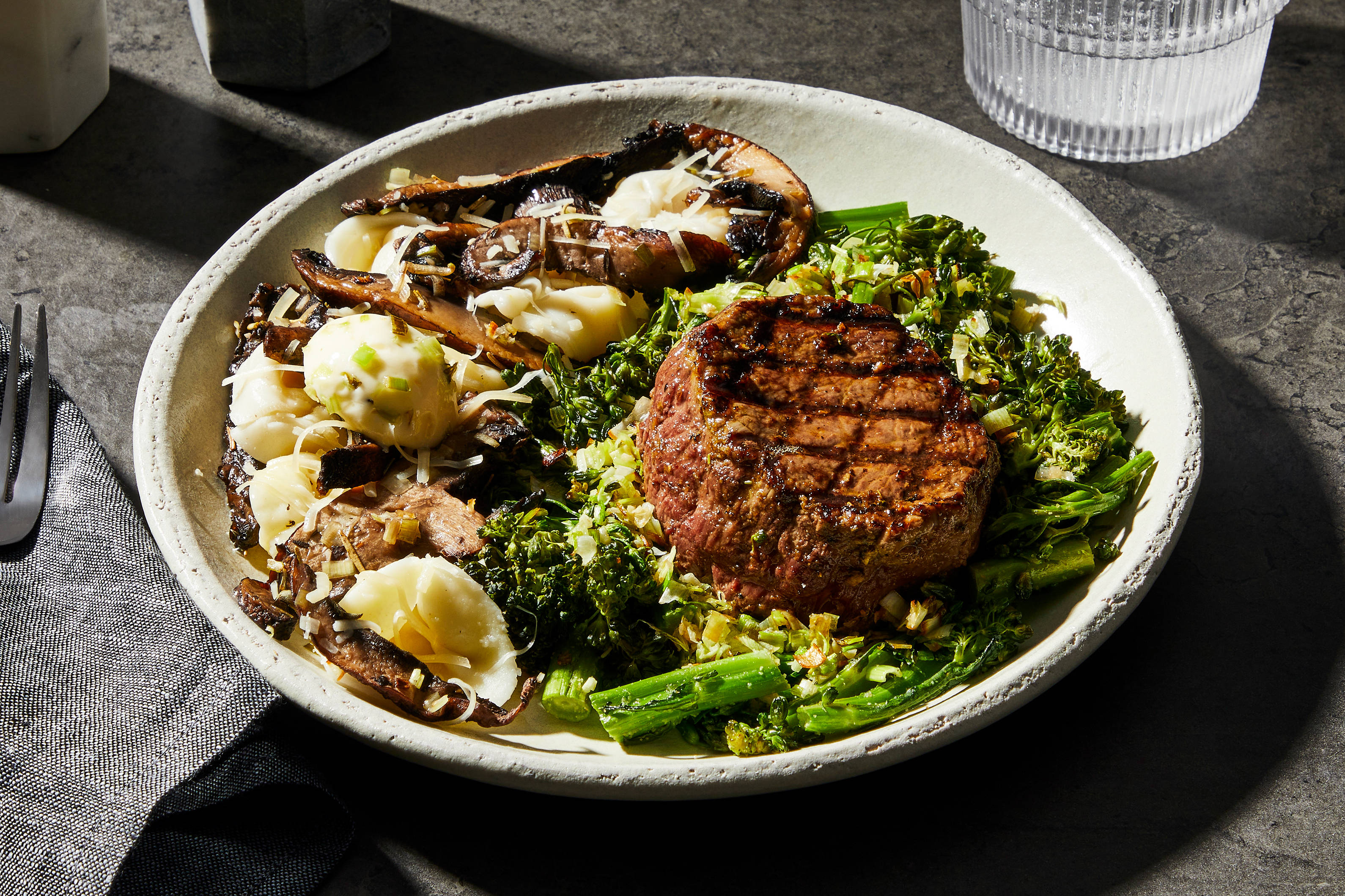 Grilled Filet & Truffle Mushroom Tortellini