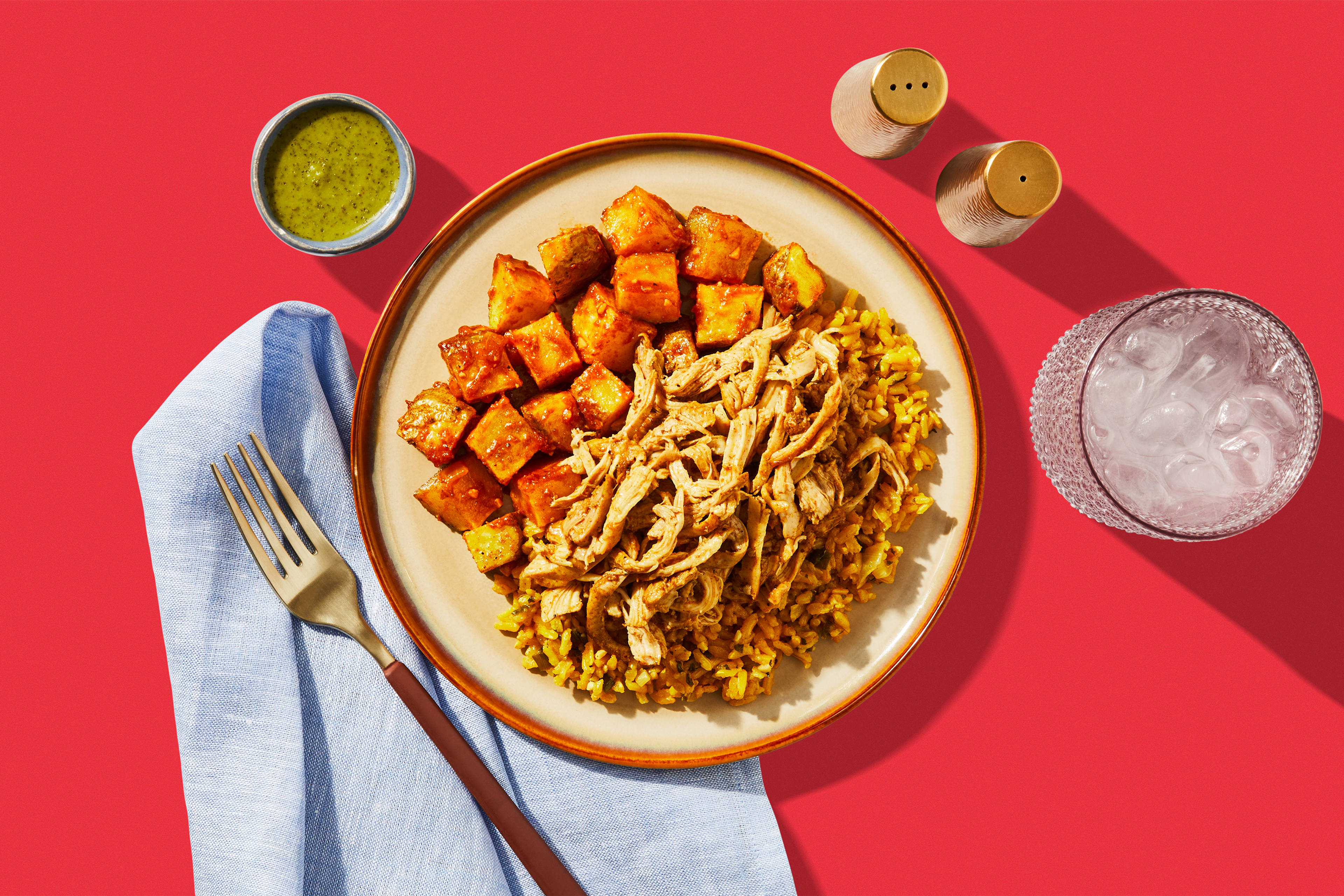 Hauts de cuisse de poulet tandoori et riz