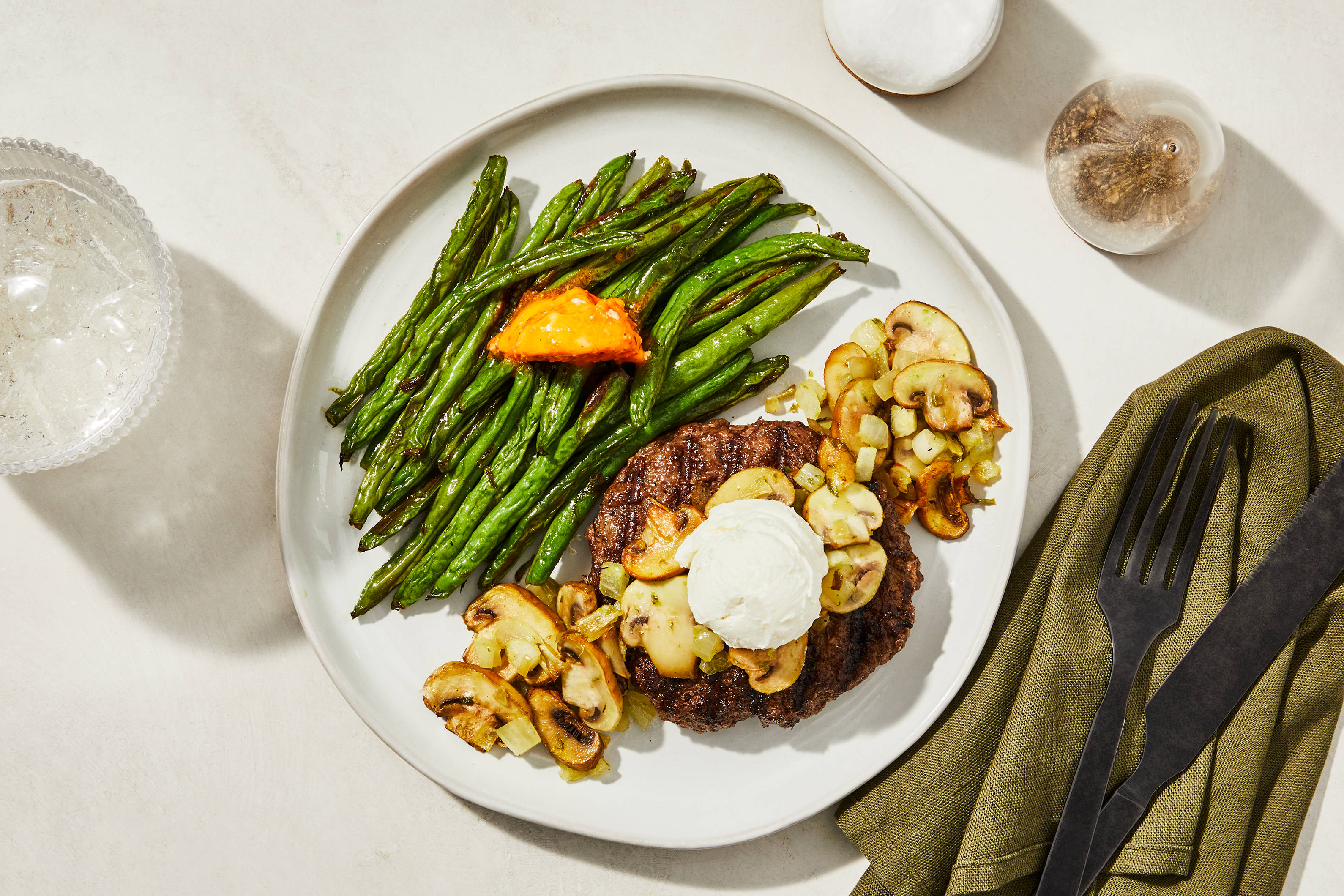 Goat Cheese, Mushroom & Onion Burger
