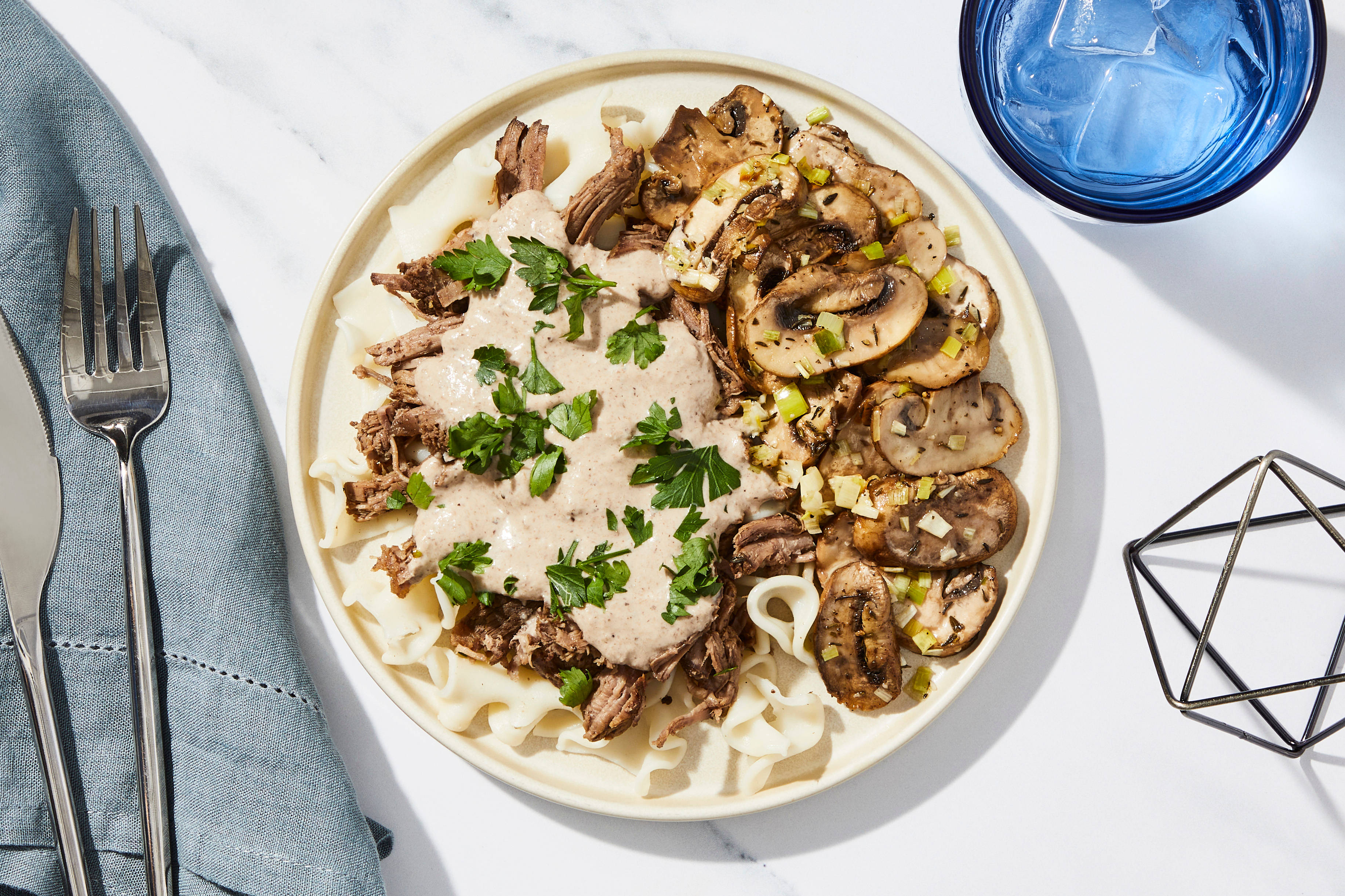 Stroganoff-Style Shredded Beef