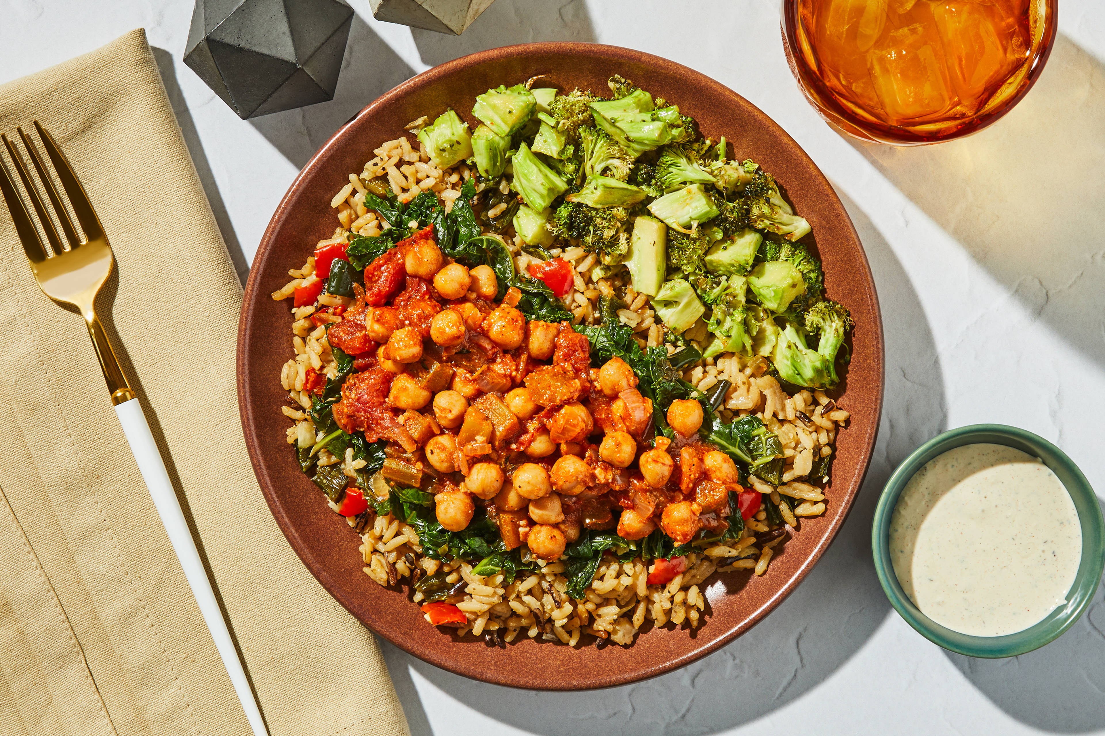 Spicy Tomato Chickpeas, Kale & Wild Rice