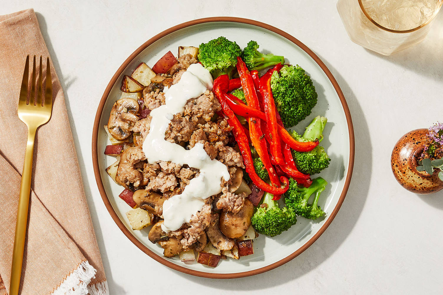 Cheesy Sausage & Mushroom Skillet