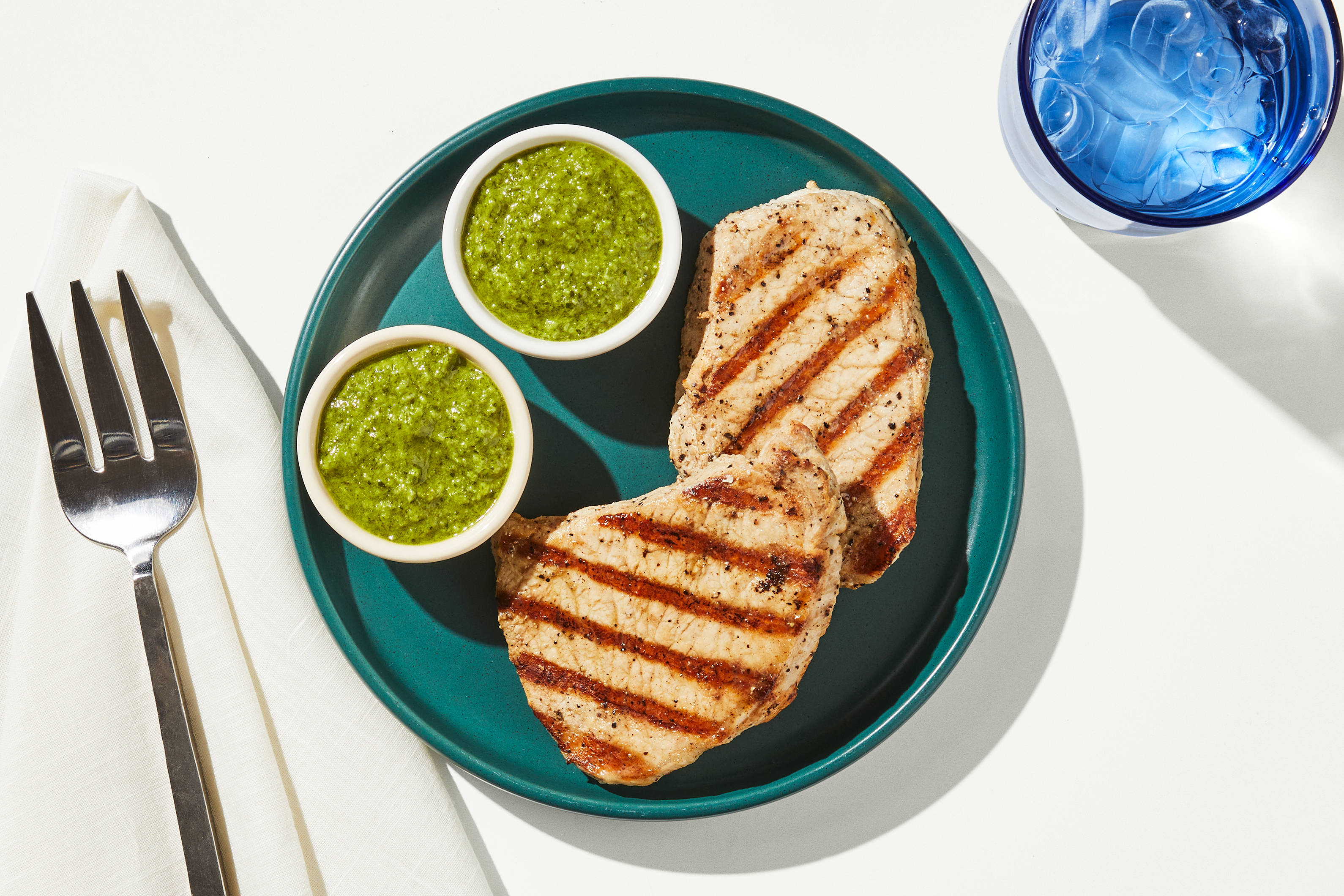 Grilled Pork Chops & Chimichurri Sauce