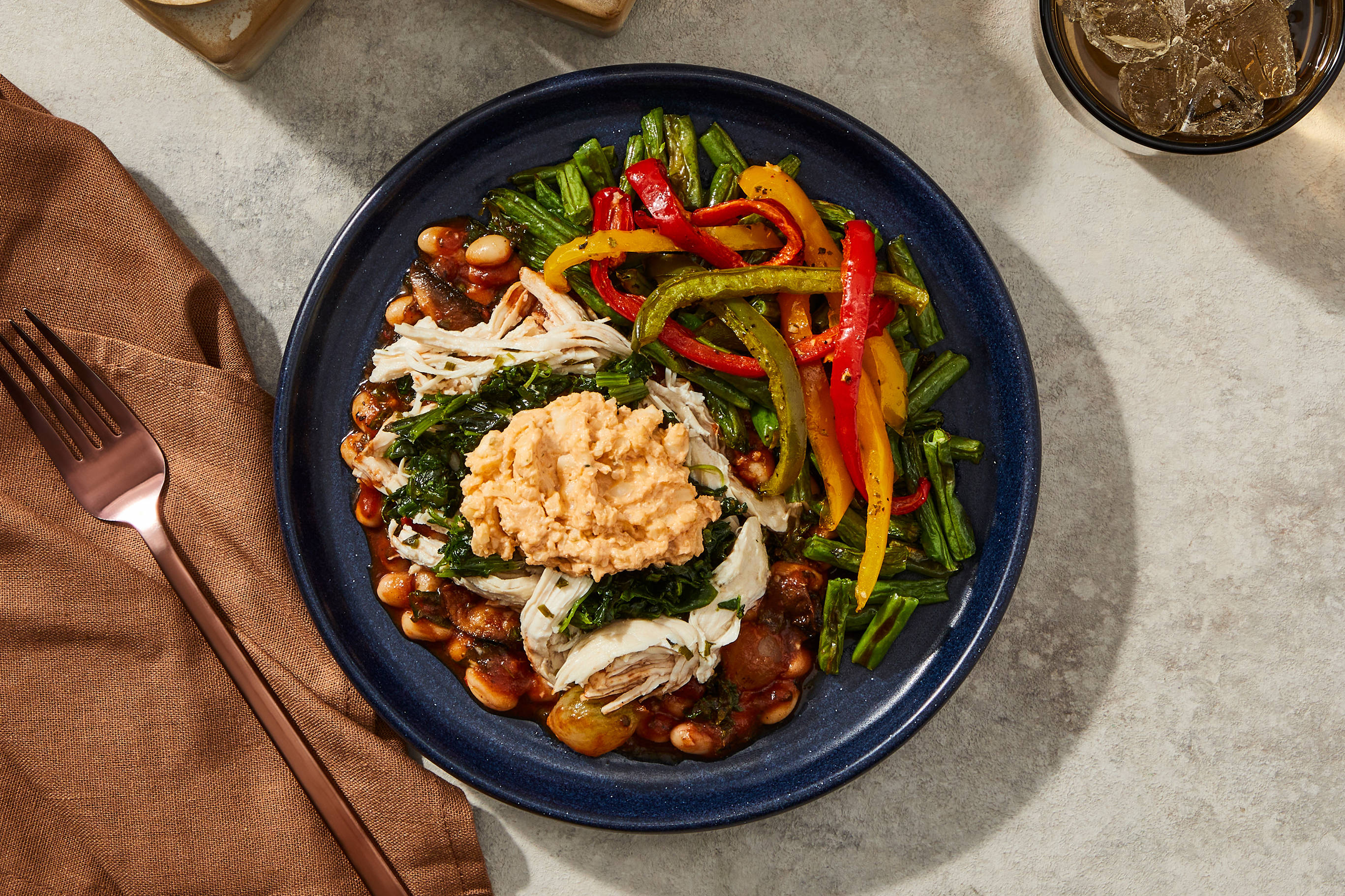 White Bean Stew & Sun-Dried Tomato Shredded Chicken
