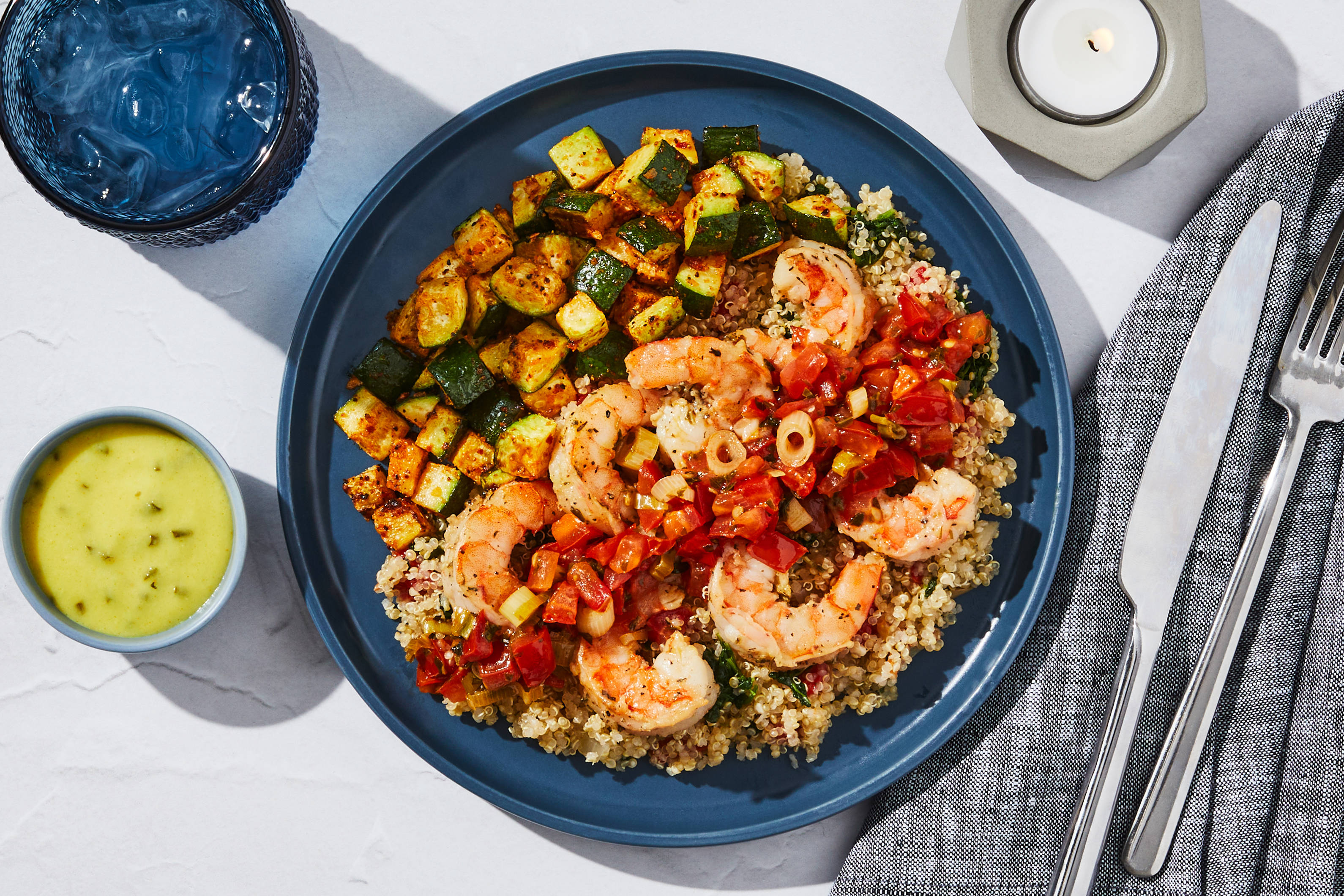 Mediterranean-Style Shrimp & Quinoa Bowl