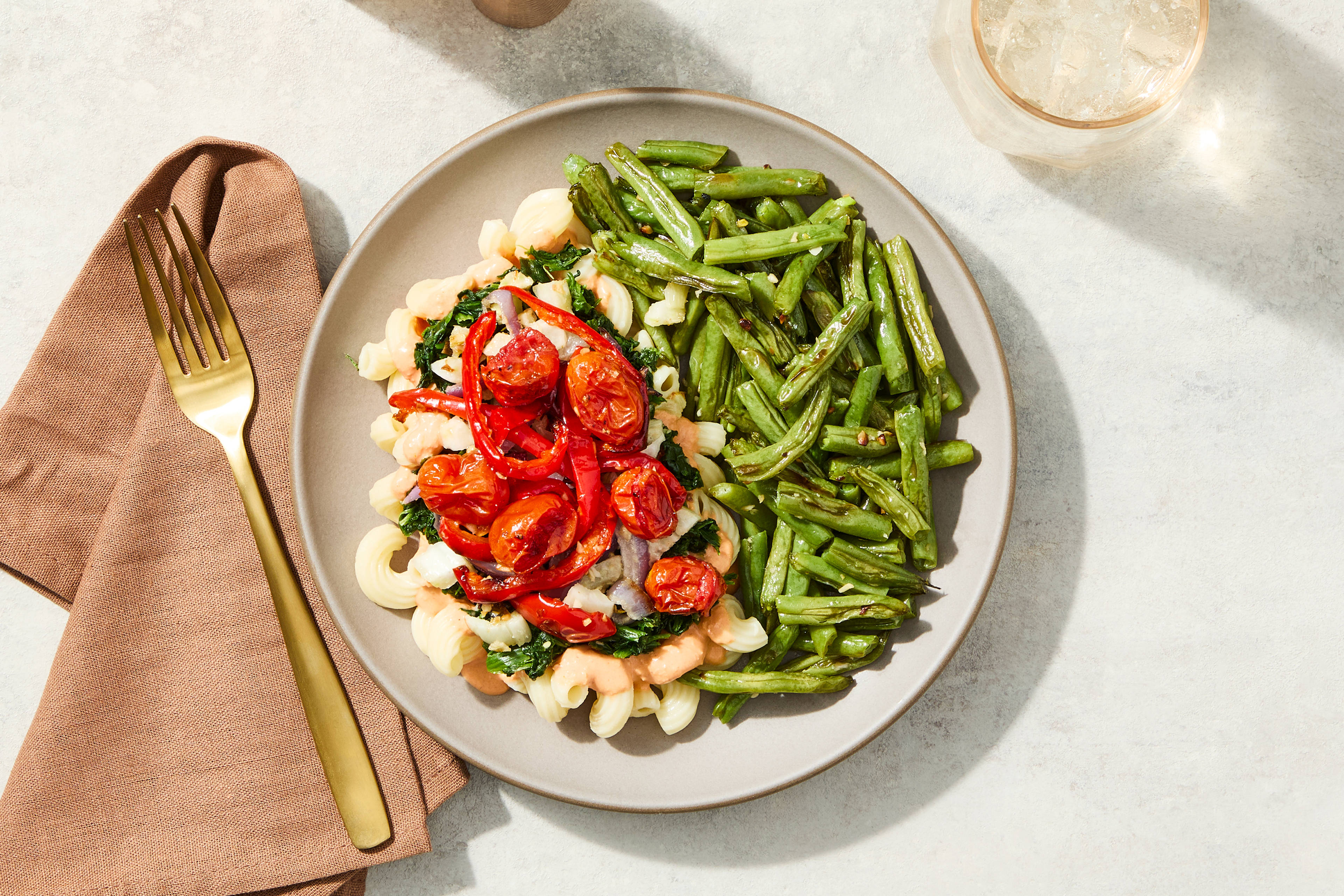Tomato-Goat Cheese Cavatappi Primavera