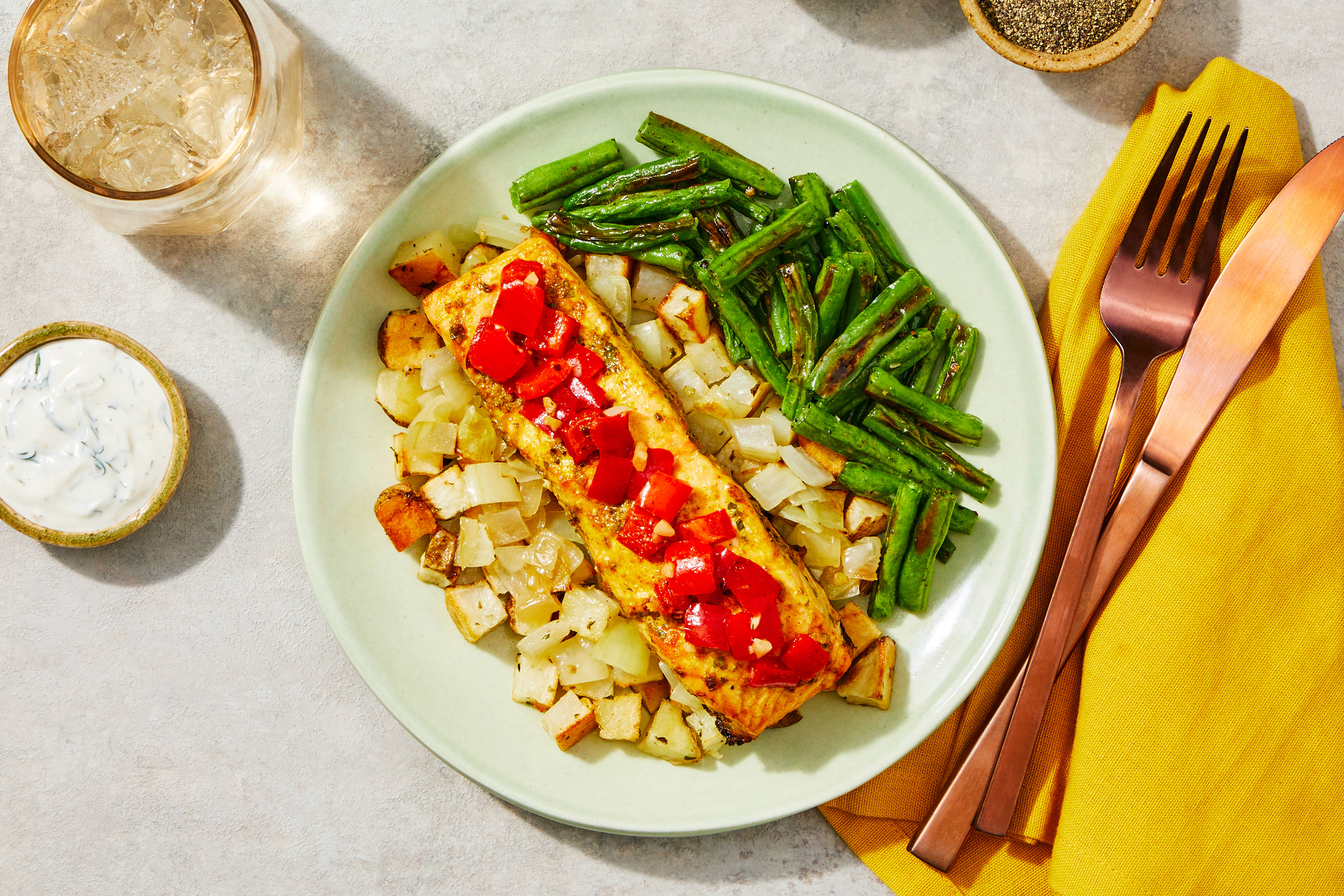 Roasted Salmon & Lemon Dill Yogurt