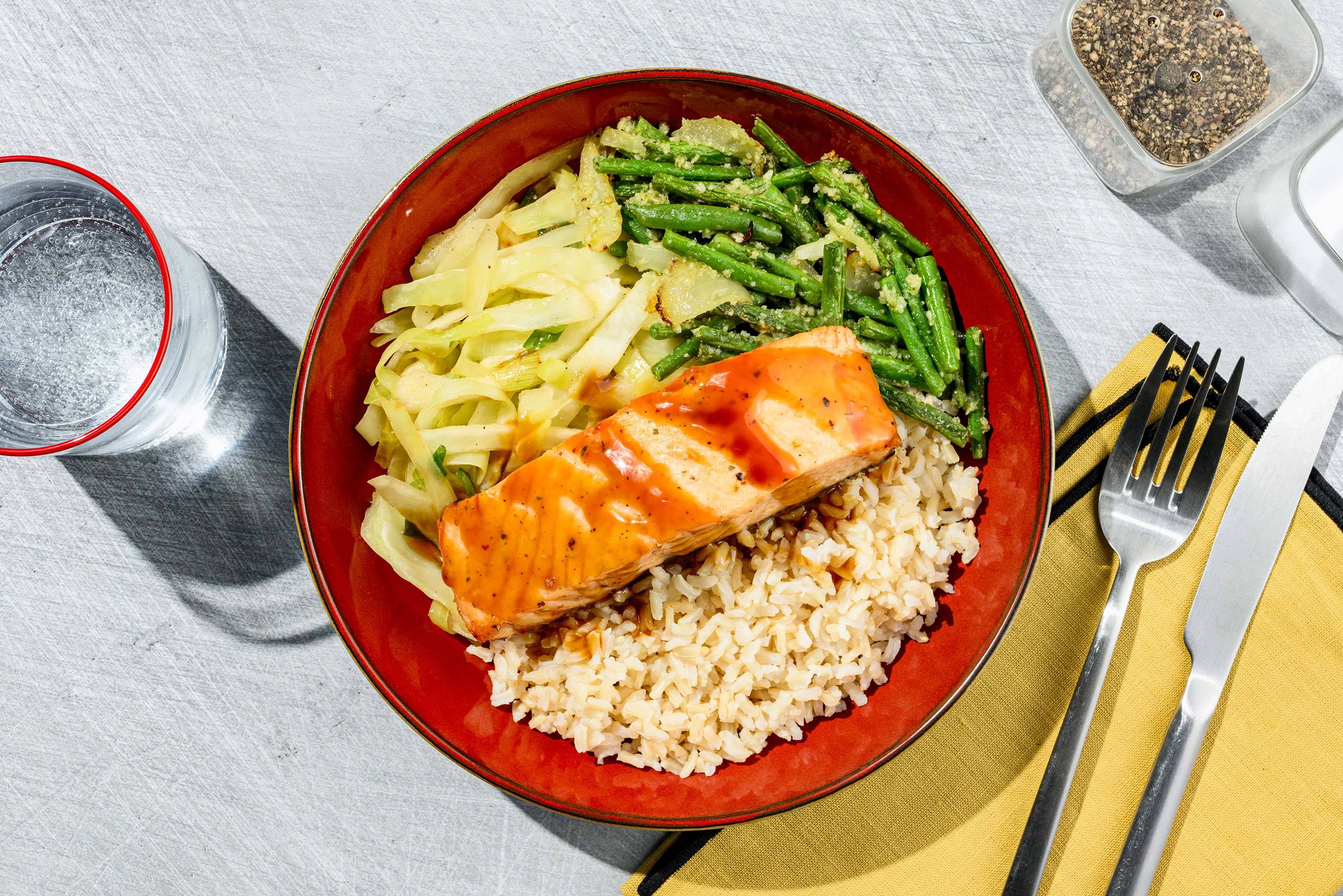 Salmon and sweet soy dressing 