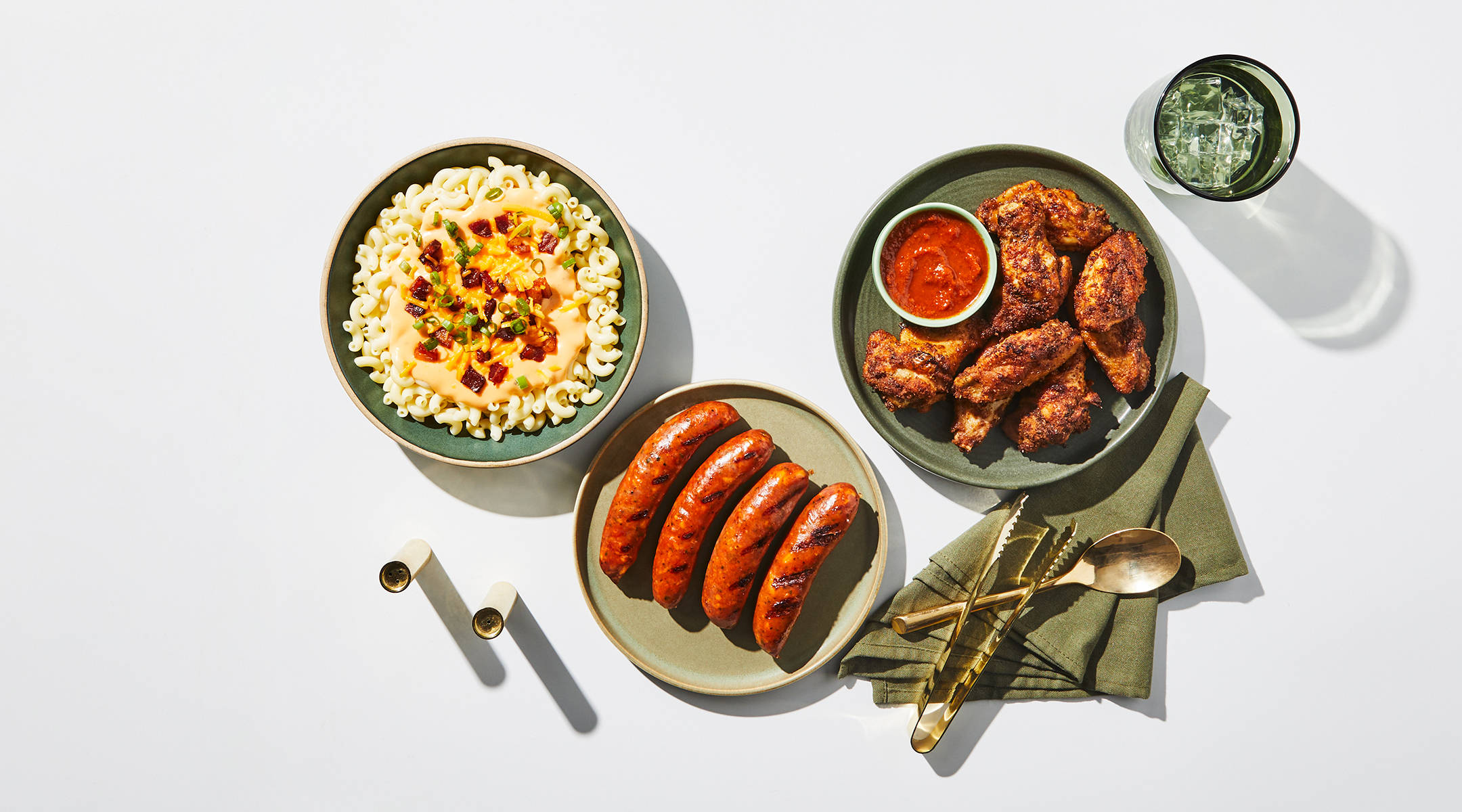BBQ Bundle: Tangy BBQ Chicken Wings, Bacon Cheddar Mac 'n' Cheese & Smoked Pork & Bison Jalapeño Cheddar Bratwurst