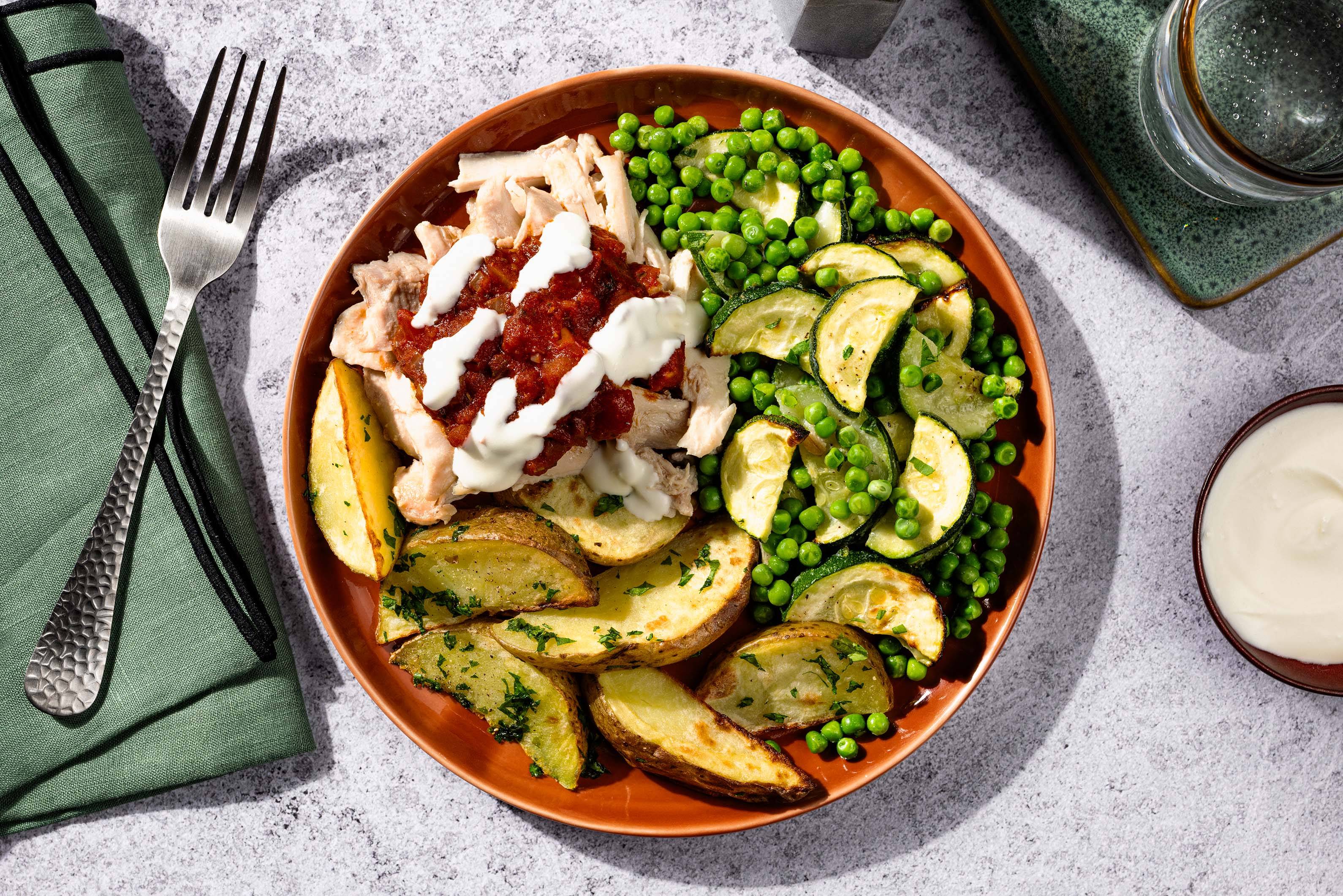 Pulled chicken i rökig tomatsås