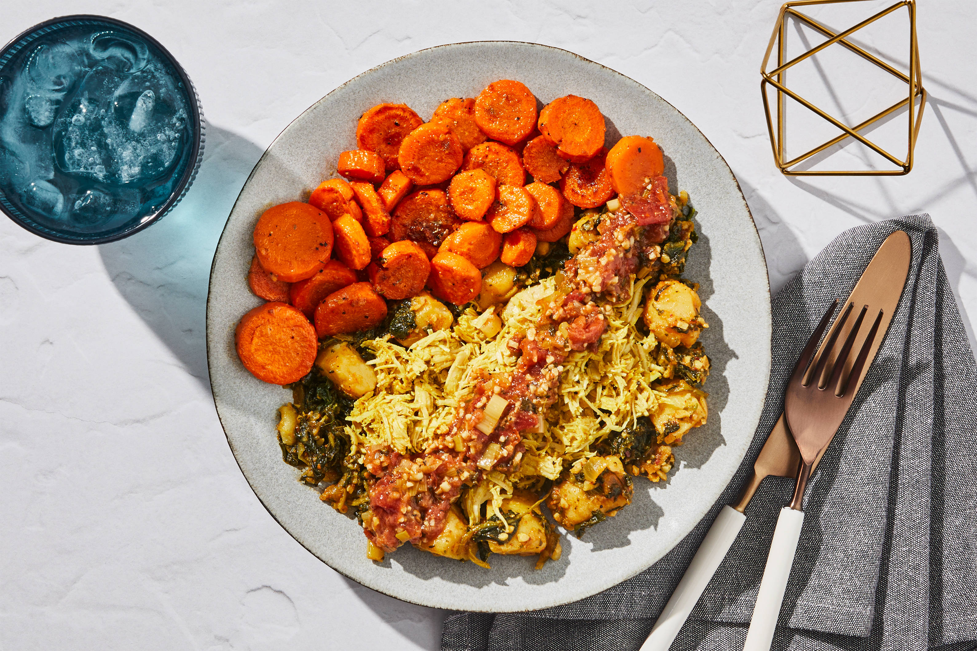 Aloo Palak & Shredded Chicken