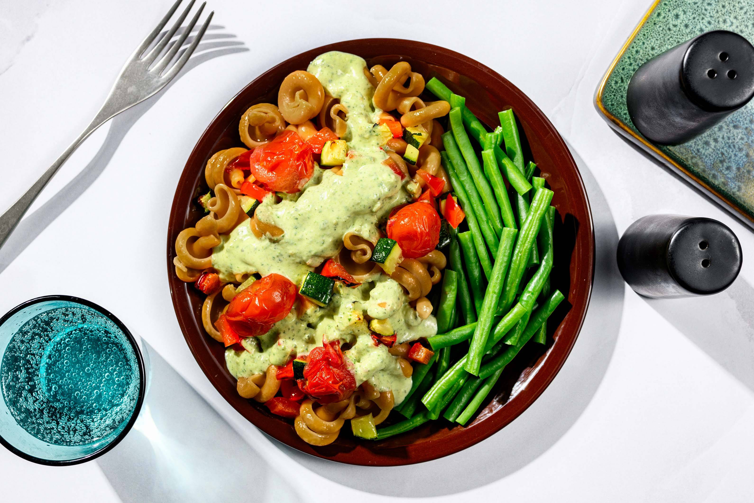 Pasta in romige pestosaus