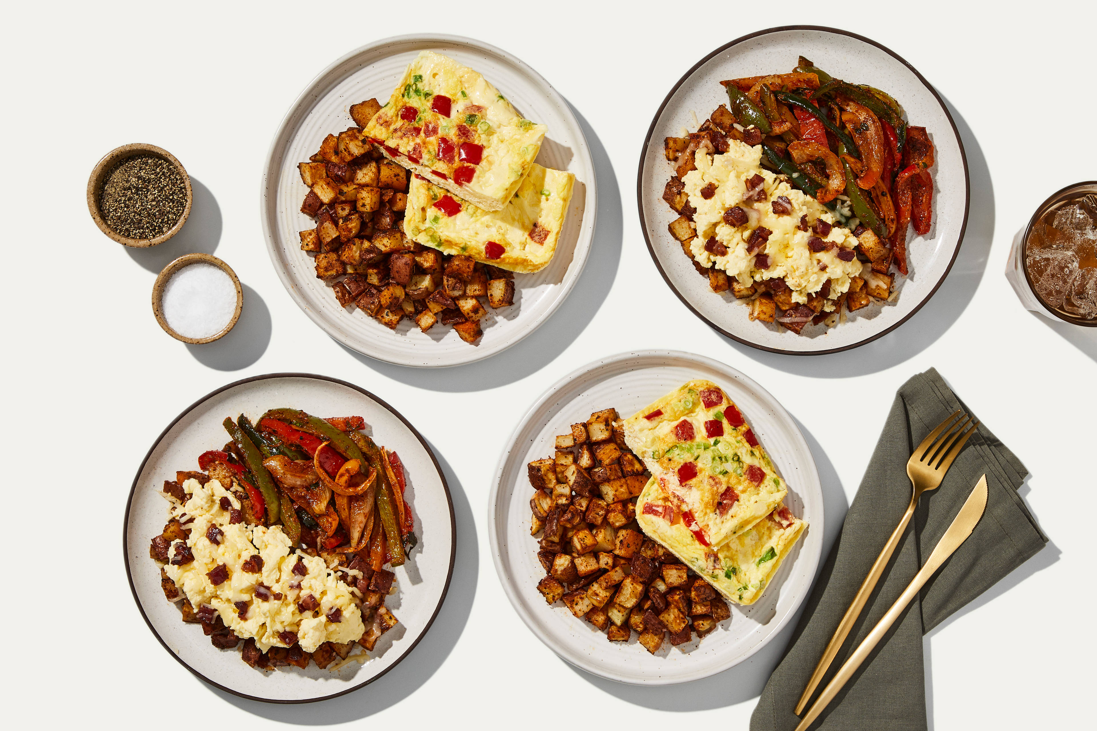 Breakfast Bundle - Feta & Roasted Red Pepper Frittata & Potato, Bacon & Egg Skillet