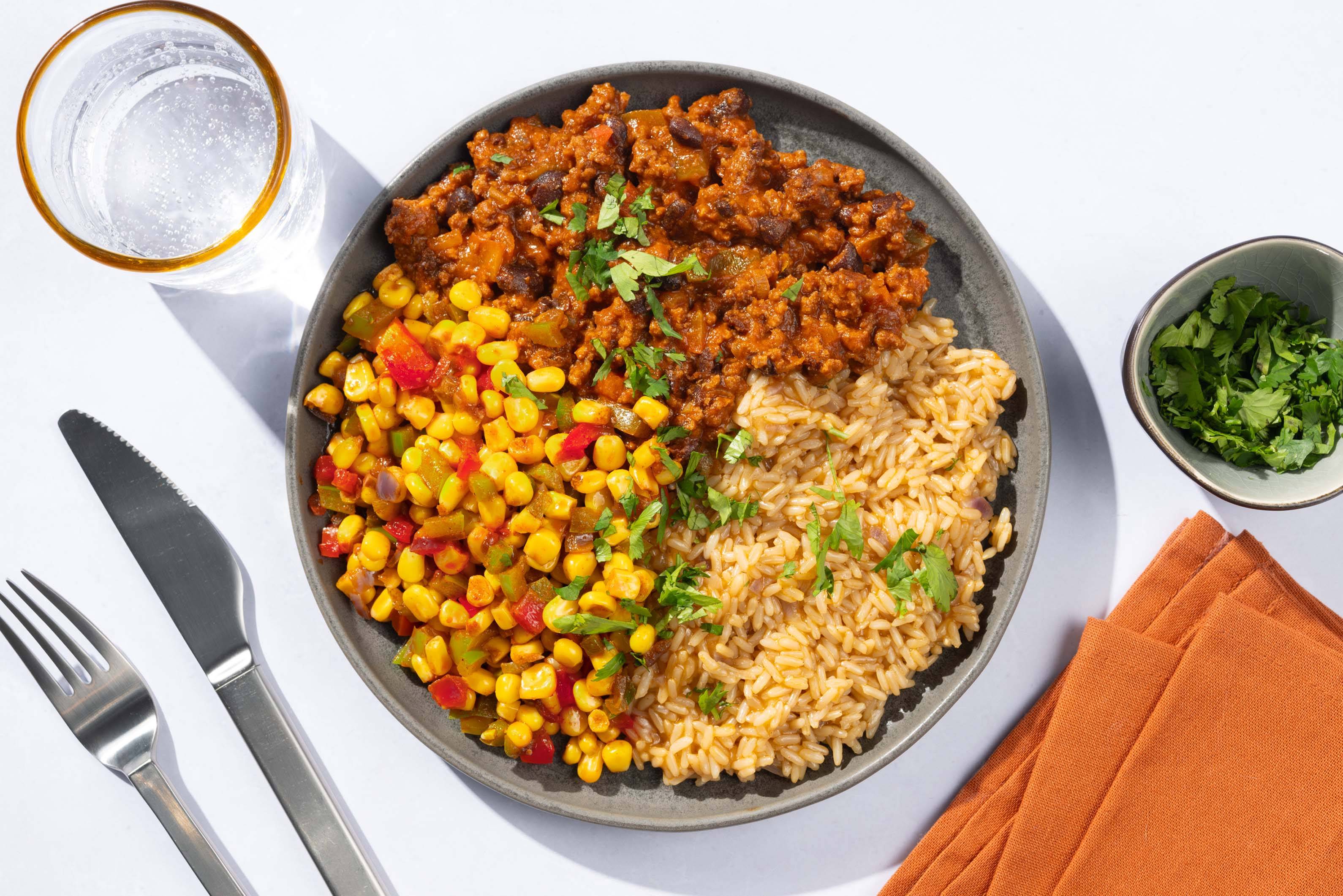 Rindfleisch-Bohnen-Bowl